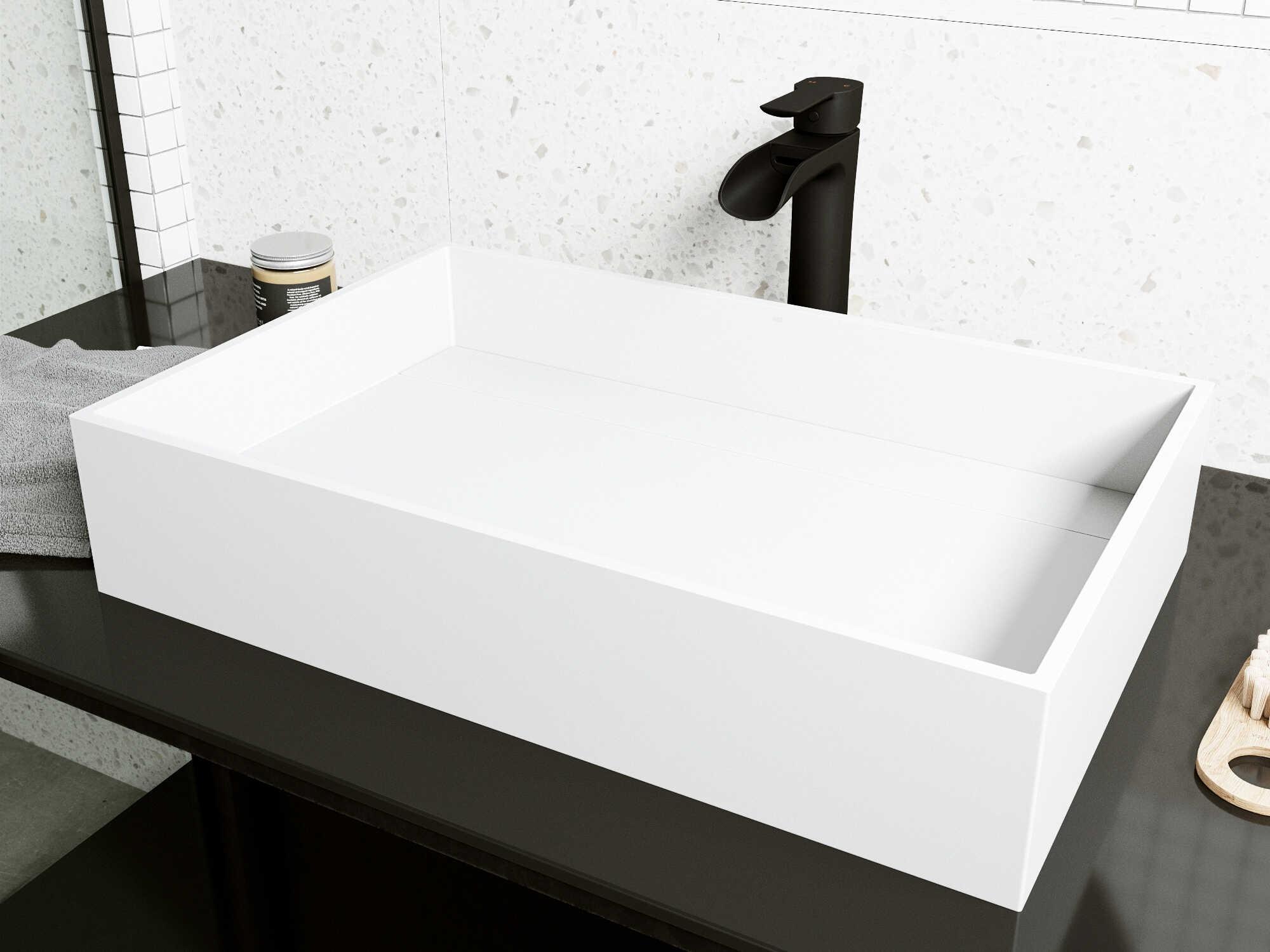 Vigo Montauk Matte StoneRectangular Vessel Bathroom Sink