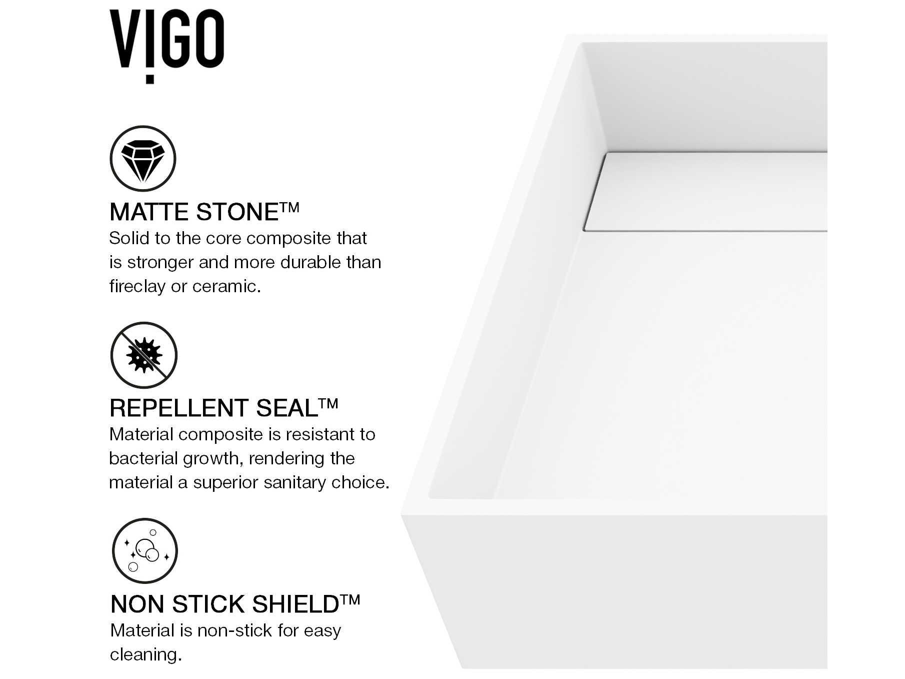 Vigo Montauk Matte StoneRectangular Vessel Bathroom Sink
