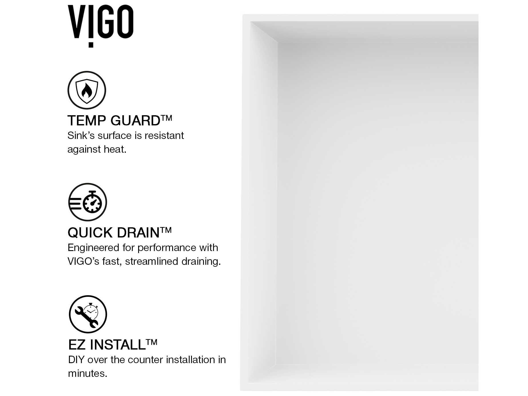 Vigo Bryant Modern White Matte Stone Rectangular Vessel Bathroom Sink