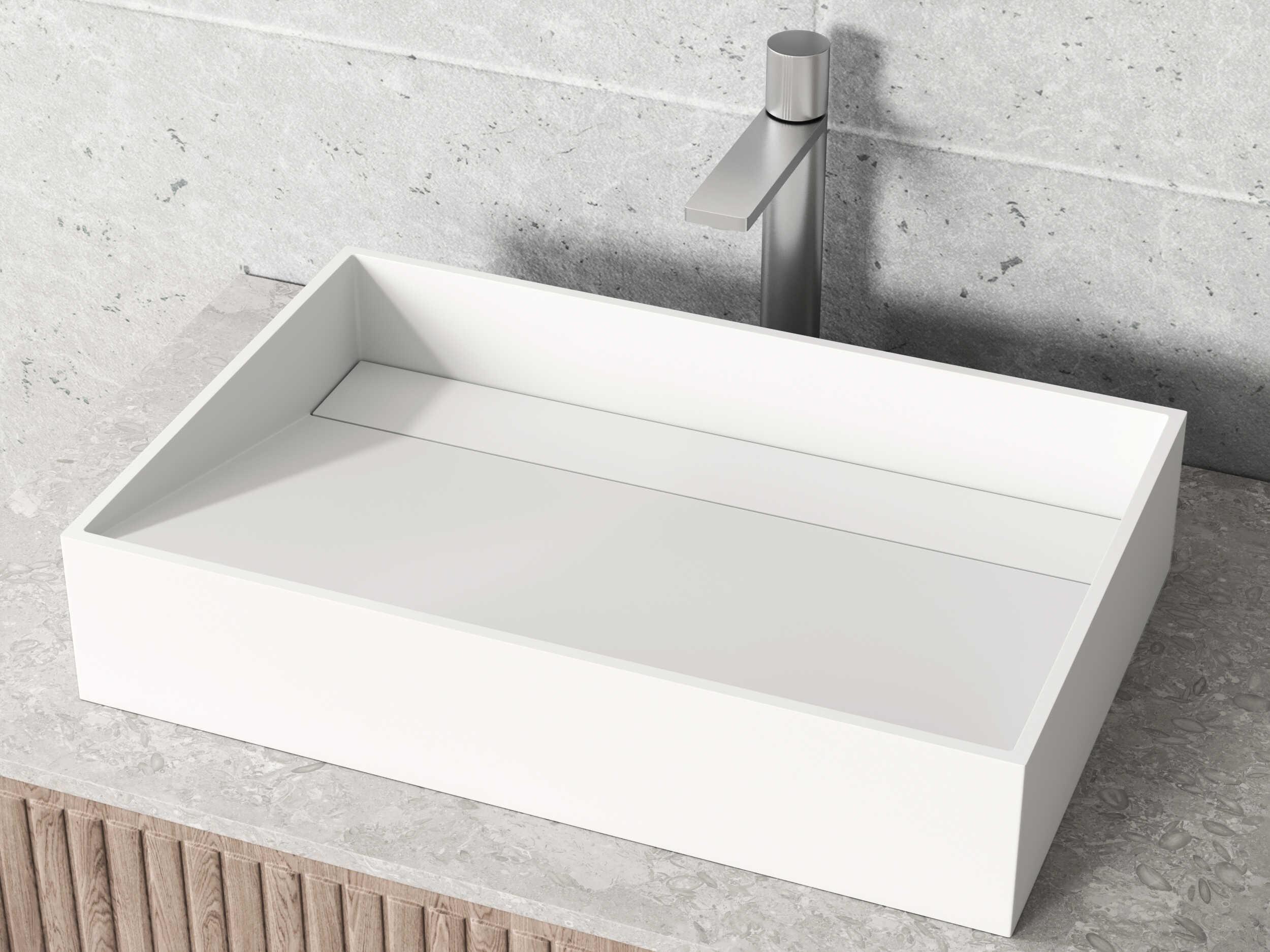 Vigo Starr Matte Stone Rectangular Vessel Bathroom Sink