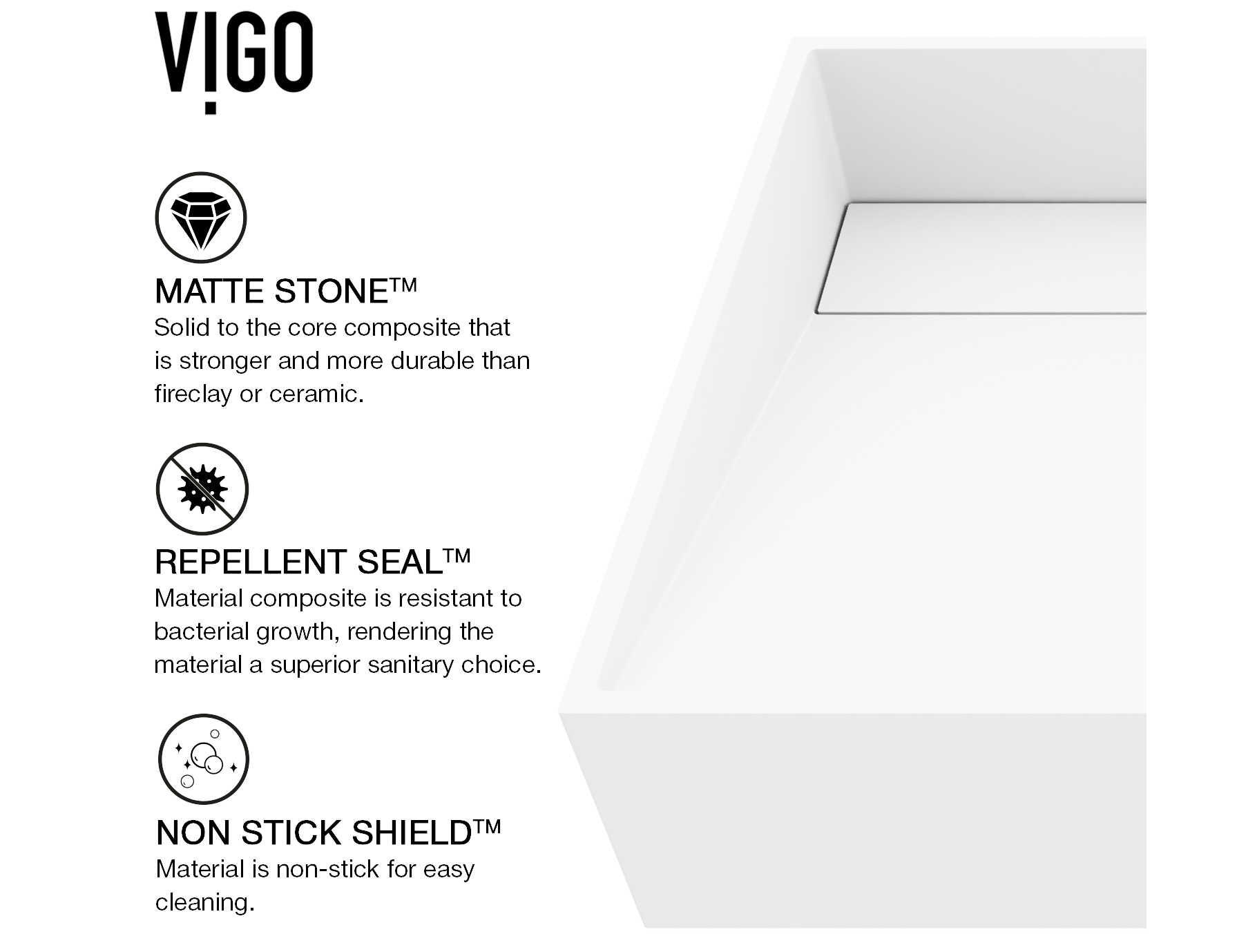 Vigo Starr Matte Stone Rectangular Vessel Bathroom Sink