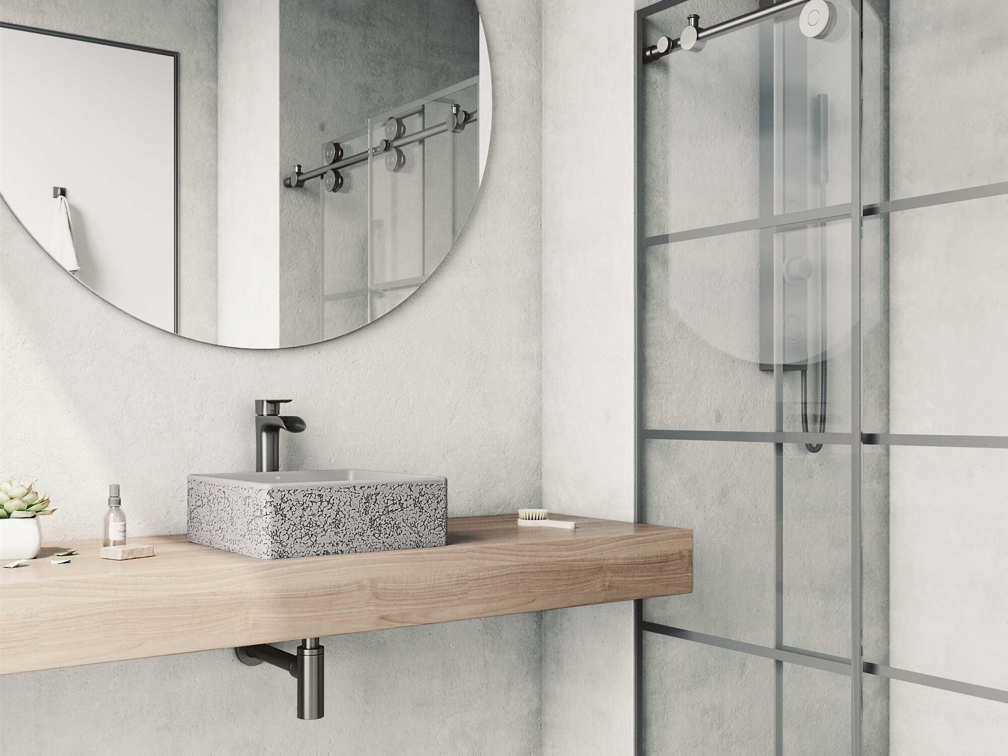Vigo Aster Concrete Square Vessel Bathroom Sink