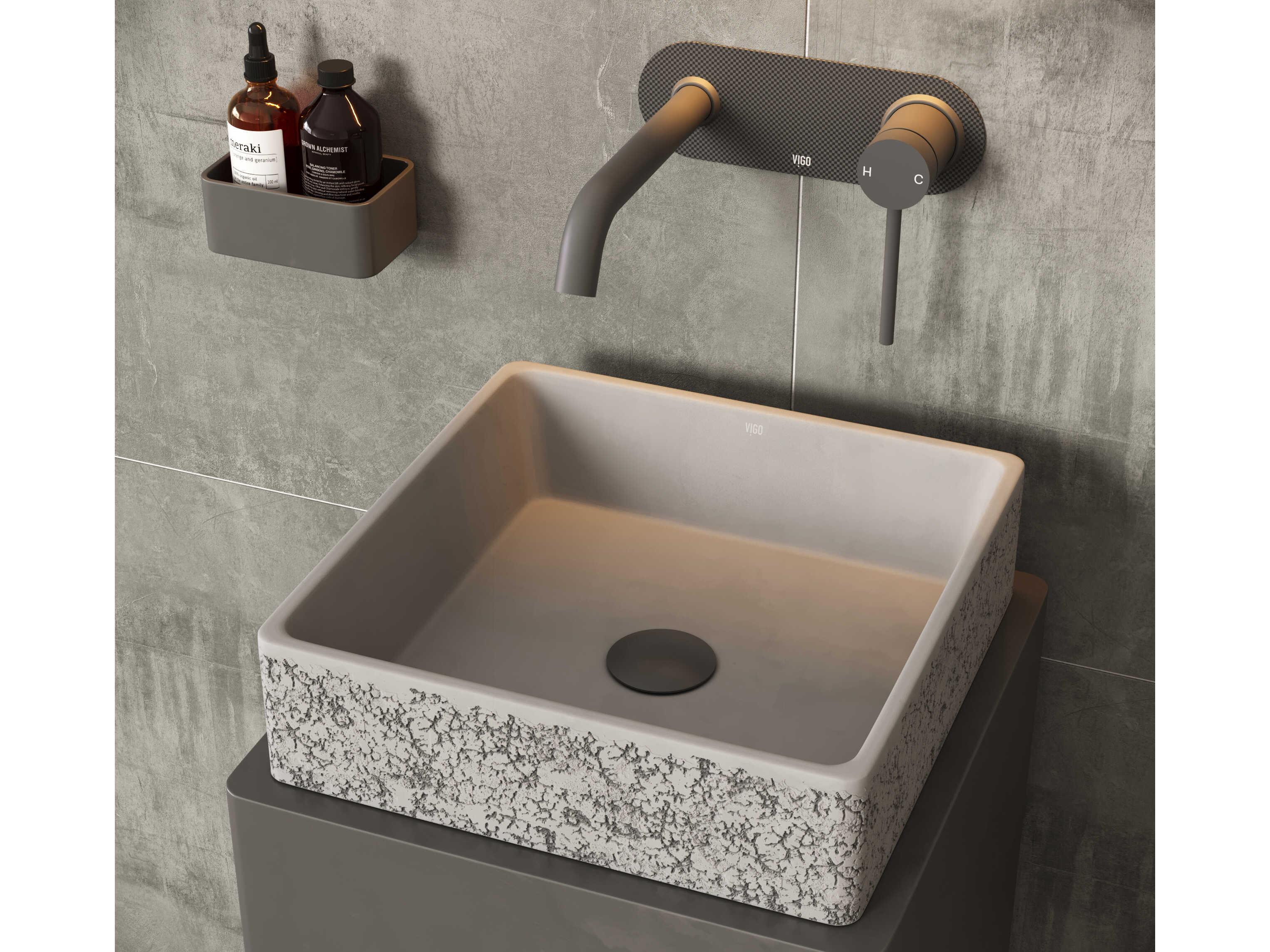 Vigo Aster Concrete Square Vessel Bathroom Sink