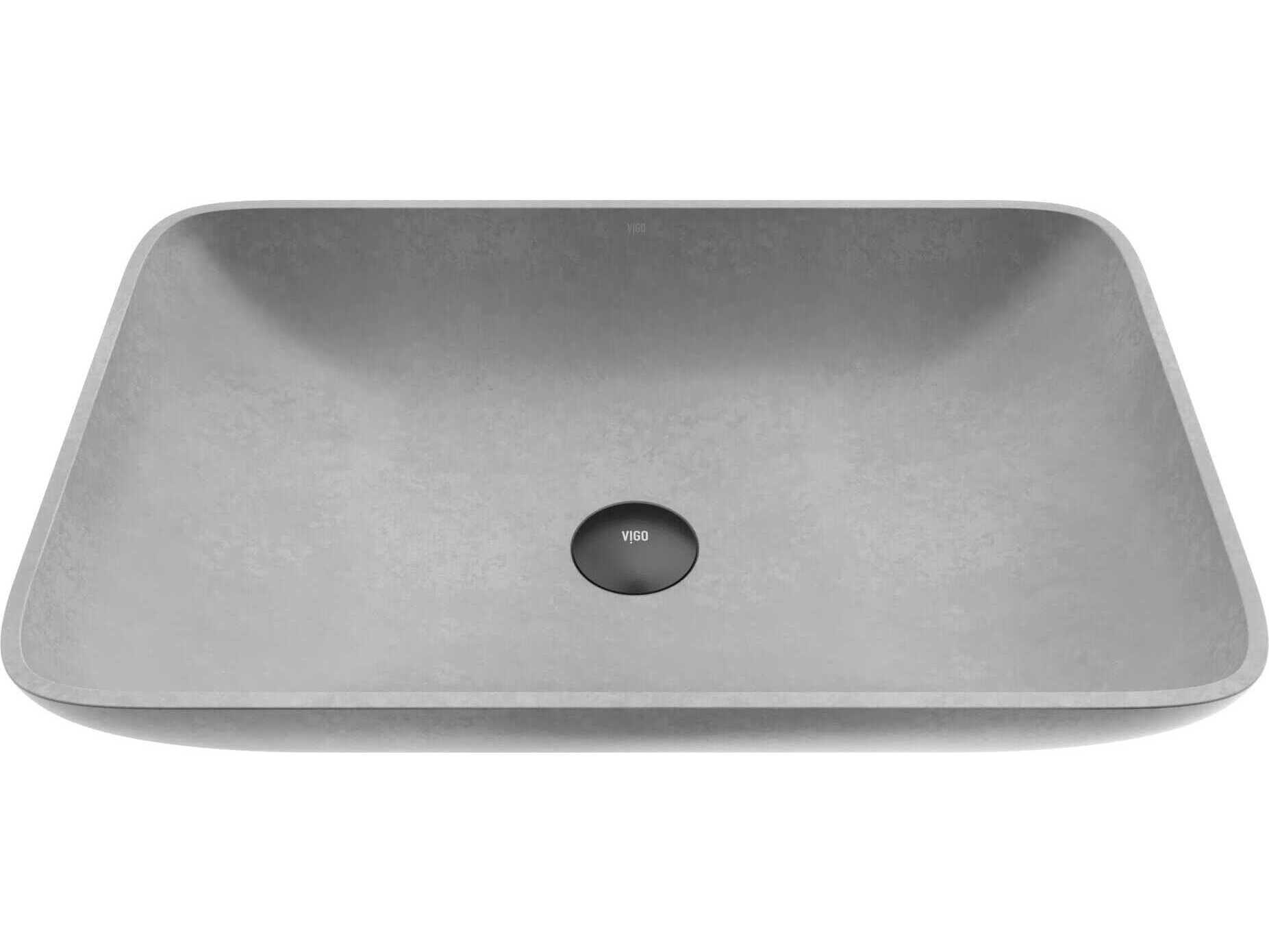 Vigo Lorca Gothic Gray Concreto Stone Rectangular Vessel Bathroom Sink
