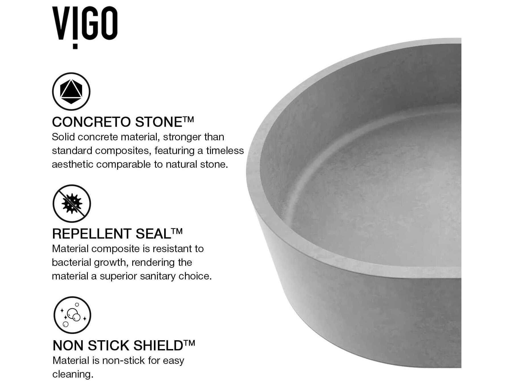 Vigo Sagrada Gothic Gray Concreto Stone Oval Vessel Bathroom Sink