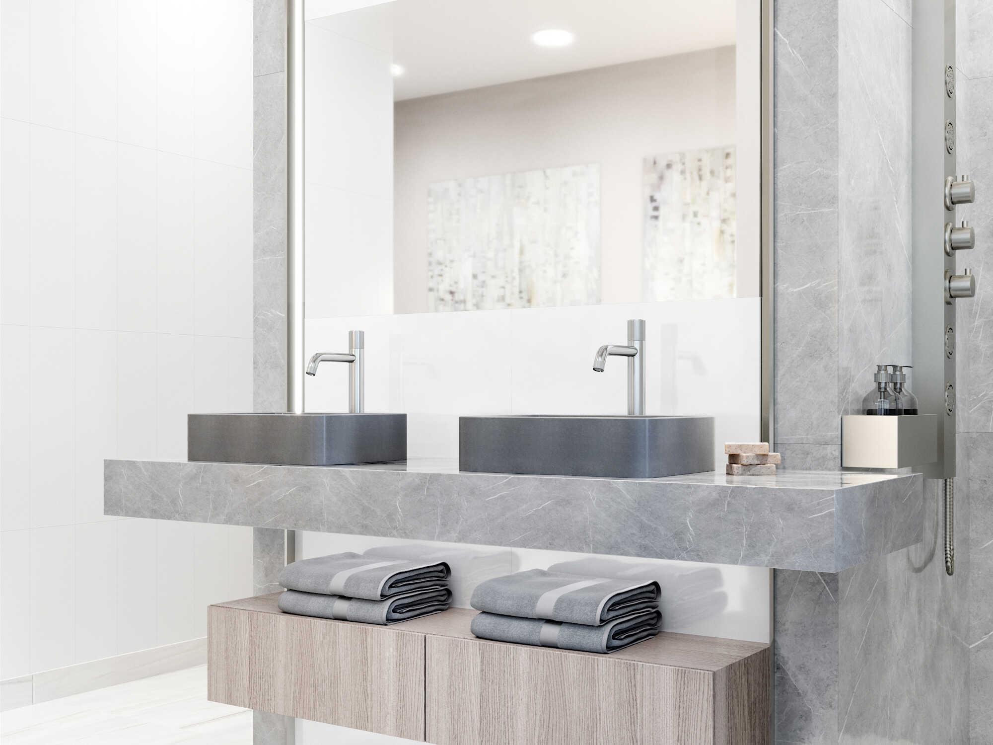 Vigo Segovia Gothic Gray Concreto Stone Rectangular Vessel Bathroom Sink