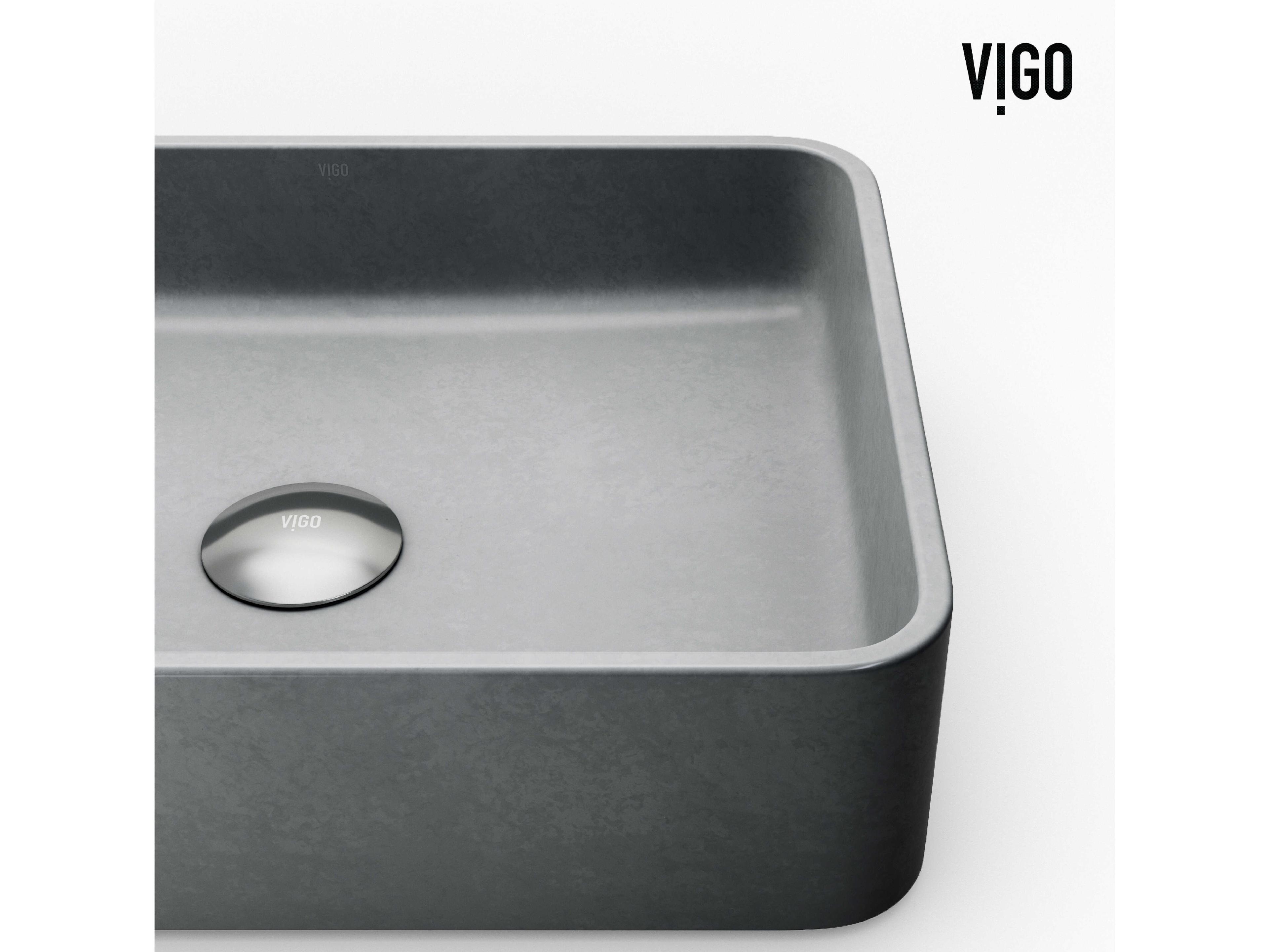 Vigo Segovia Gothic Gray Concreto Stone Rectangular Vessel Bathroom Sink
