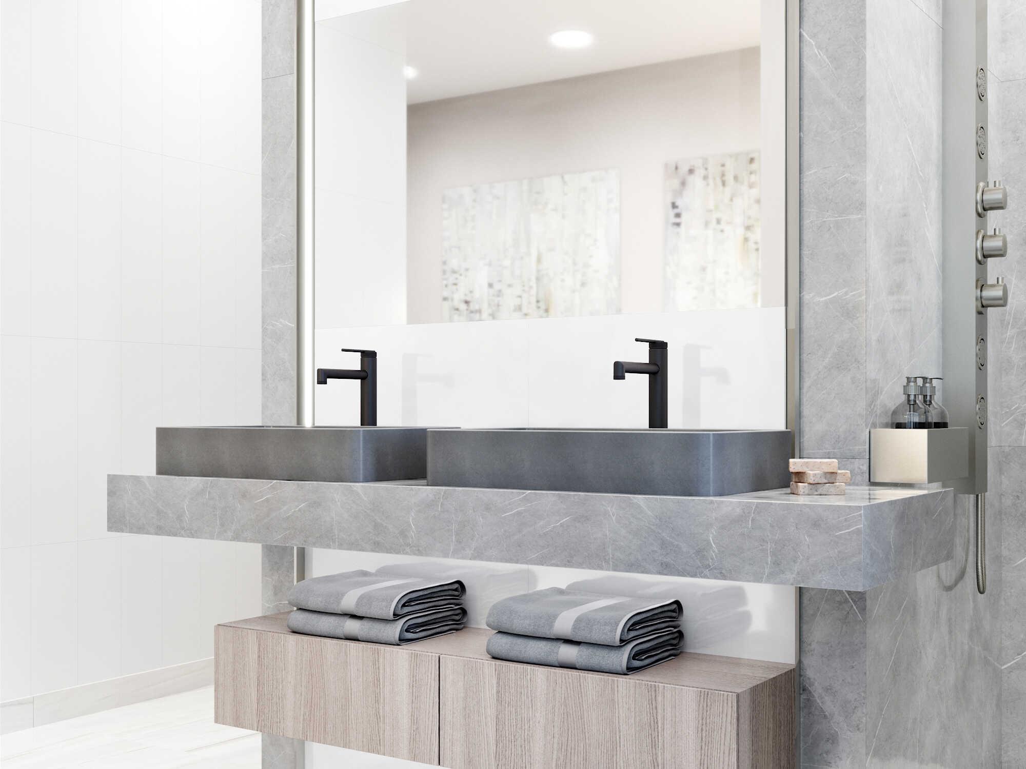 Vigo Basilica Gothic Gray Concreto Stone Rectangular Vessel Bathroom Sink