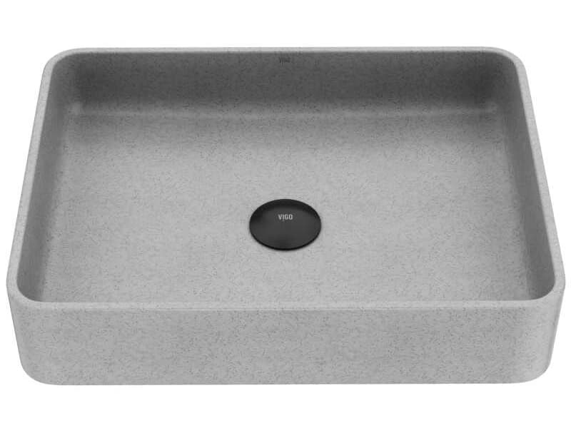 Vigo Tarragona Gothic Gray Concreto Stone Rectangular Vessel Bathroom Sink