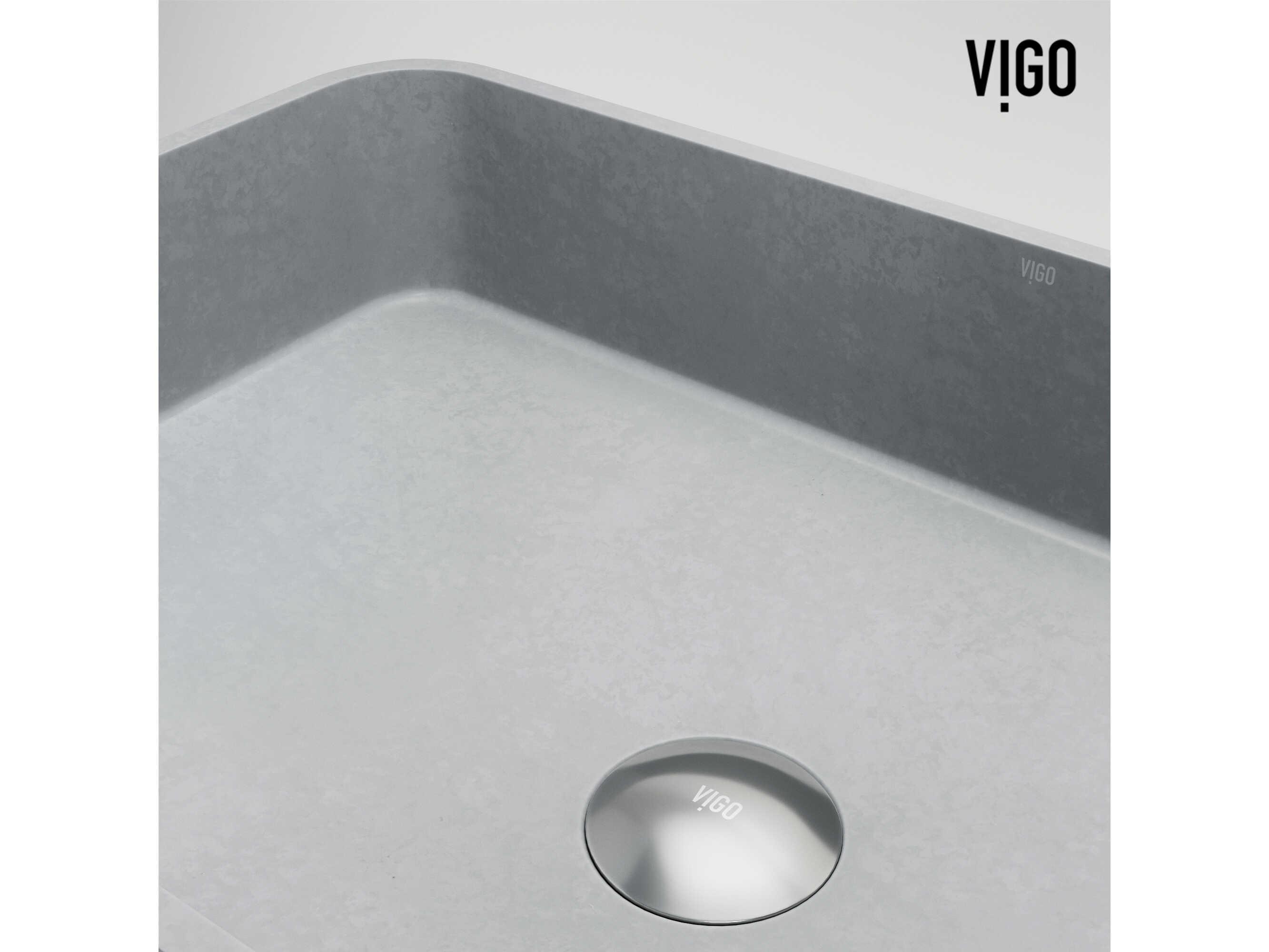 Vigo Cadman Modern Gray Rectangular Fluted Bathroom Vessel Sink
