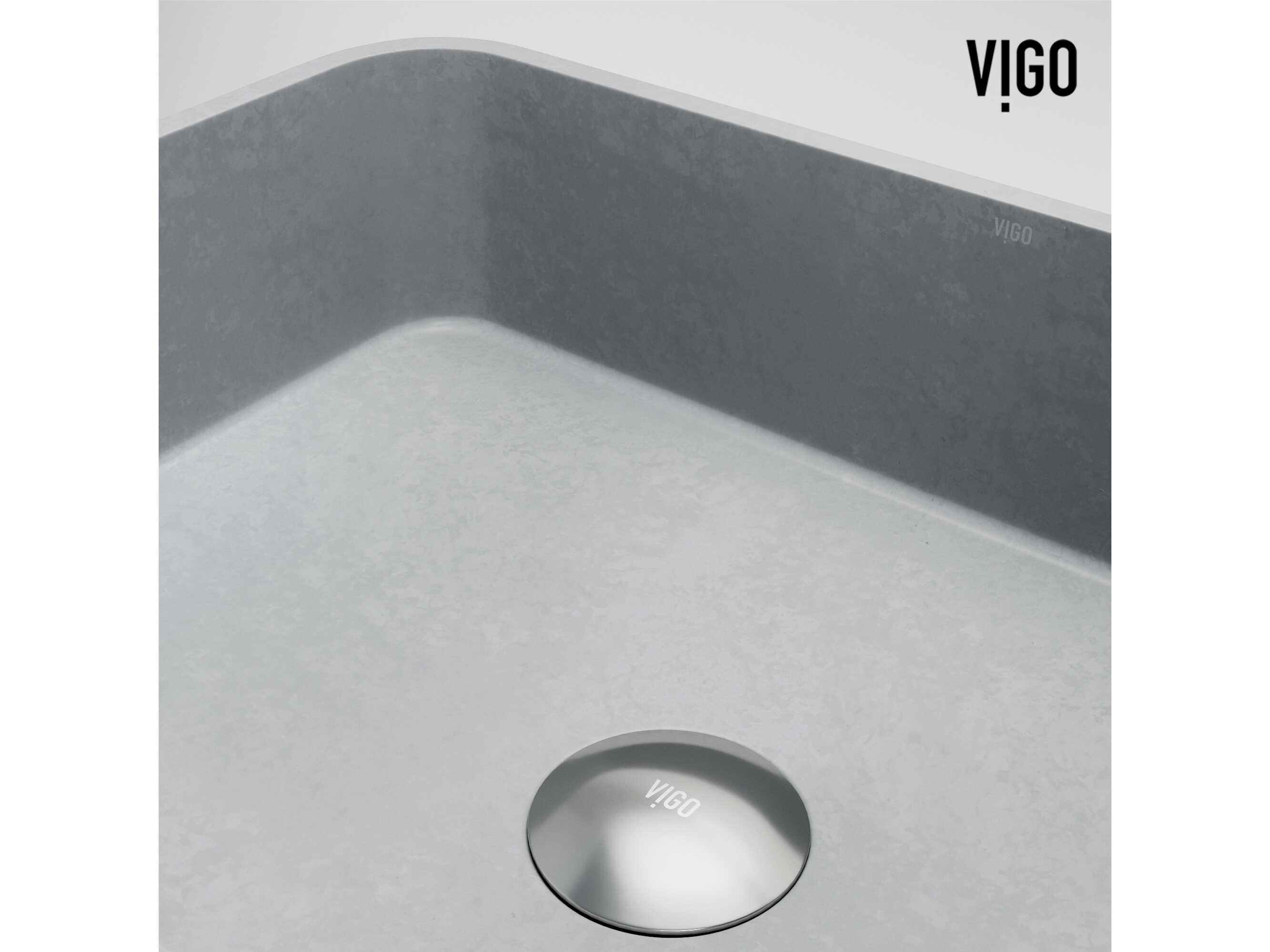 Vigo Cadman Modern Gray Rectangular Fluted Bathroom Vessel Sink