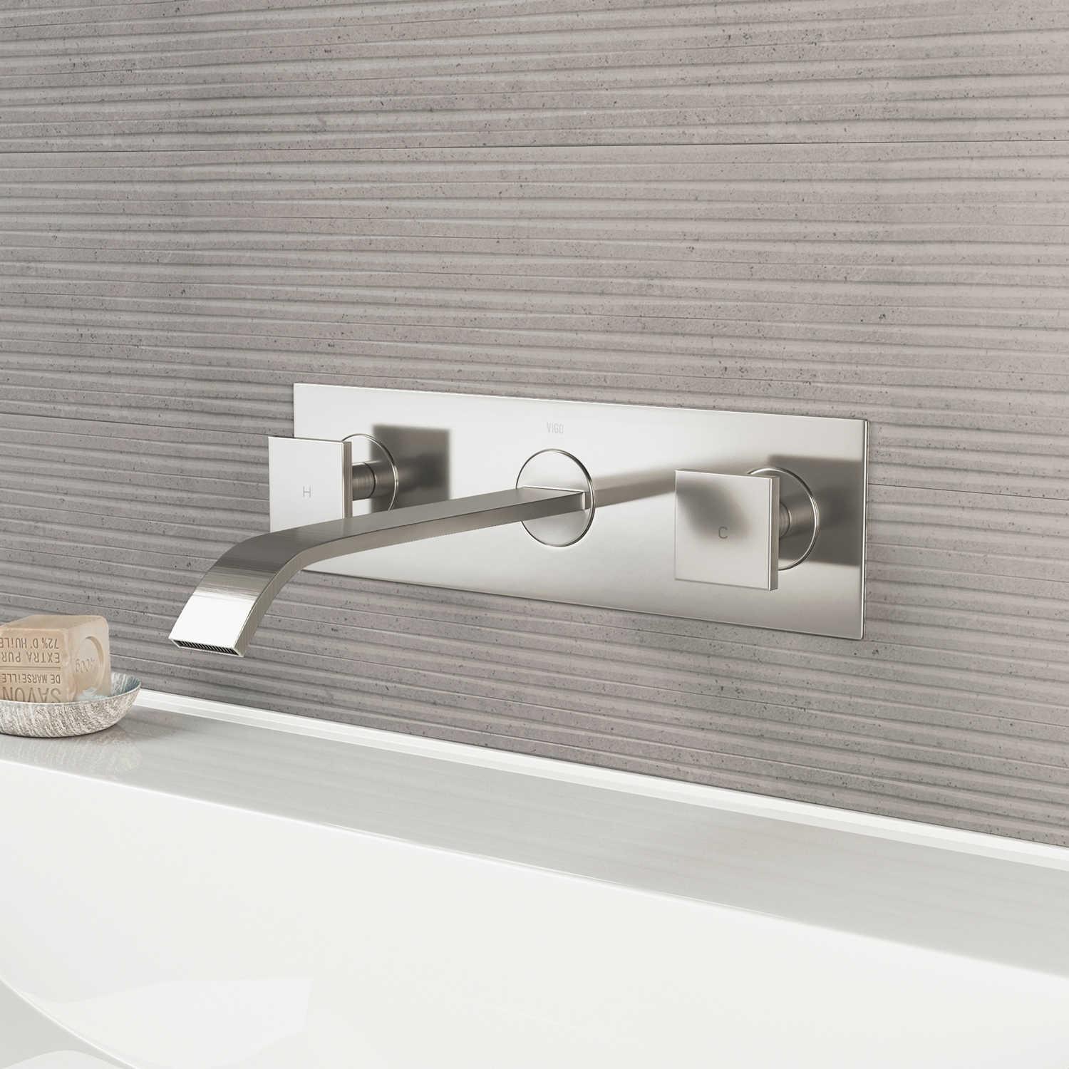 Vigo Titus Brushed Nickel 2-Handle Wall-Mount Bathroom Faucet