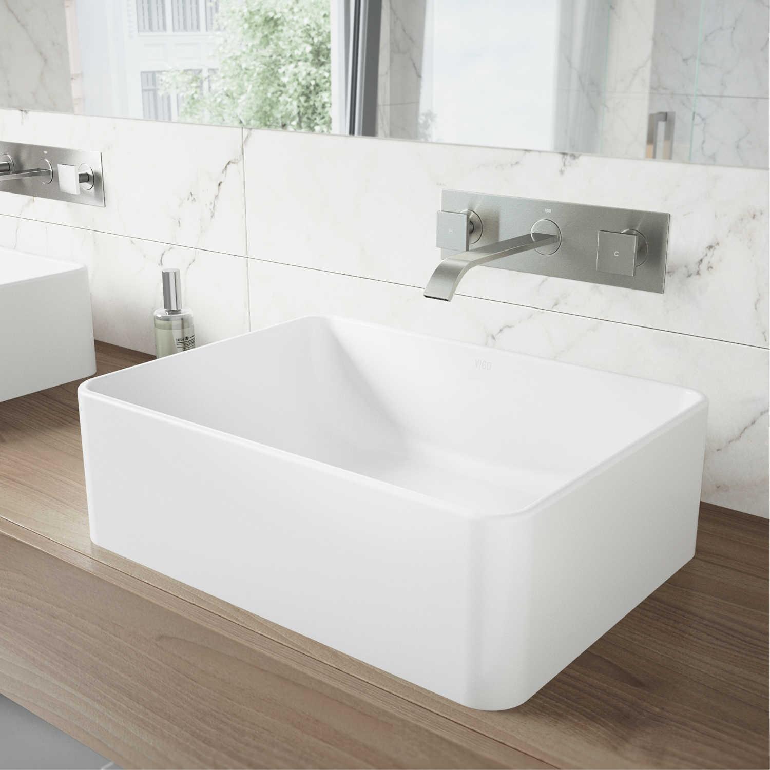 Vigo Titus Brushed Nickel 2-Handle Wall-Mount Bathroom Faucet