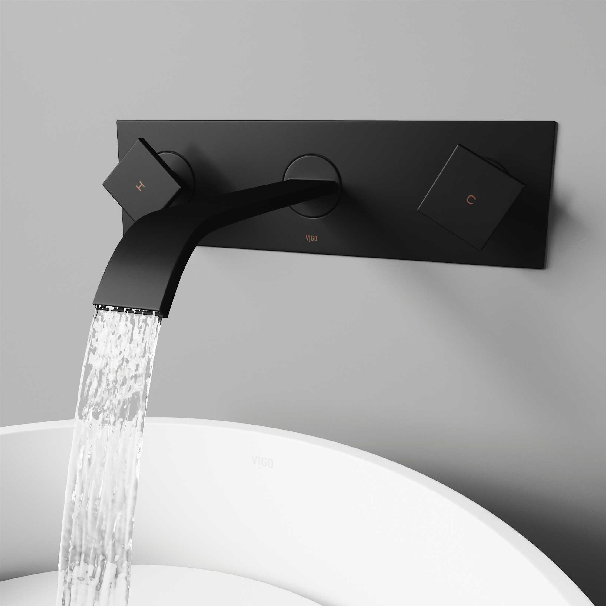 Vigo Titus Matte Black 2-Handle Wall-Mount Bathroom Faucet