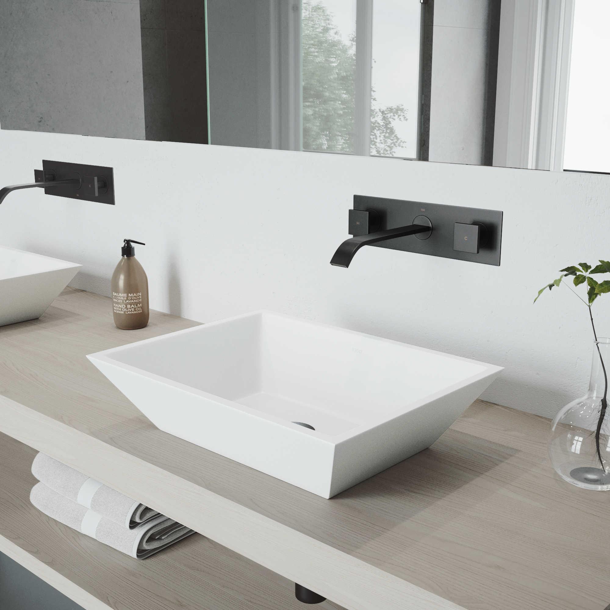 Vigo Titus Matte Black 2-Handle Wall-Mount Bathroom Faucet