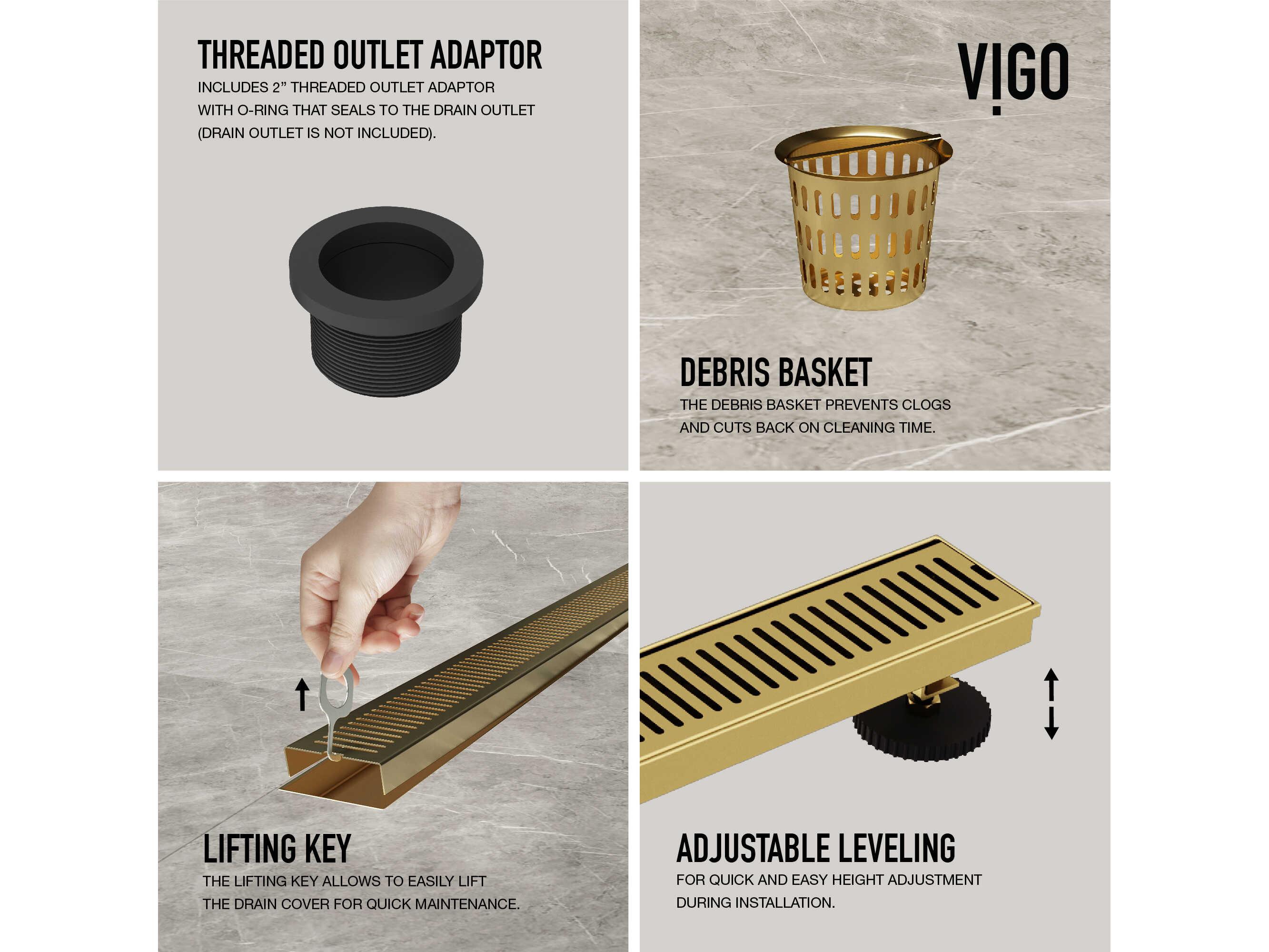 Vigo Elan 24" Linear Shower Drain