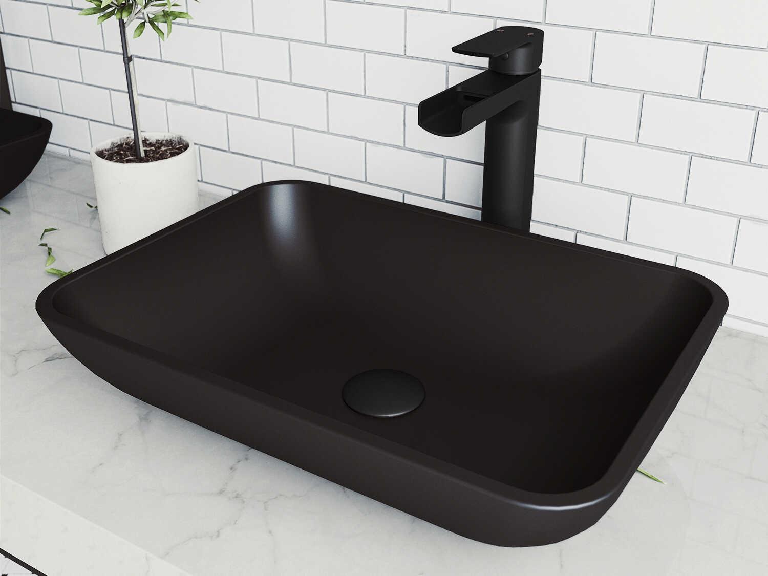 Vigo Sottile Matte Shell 18" Rectangular Vessel Bathroom Sink