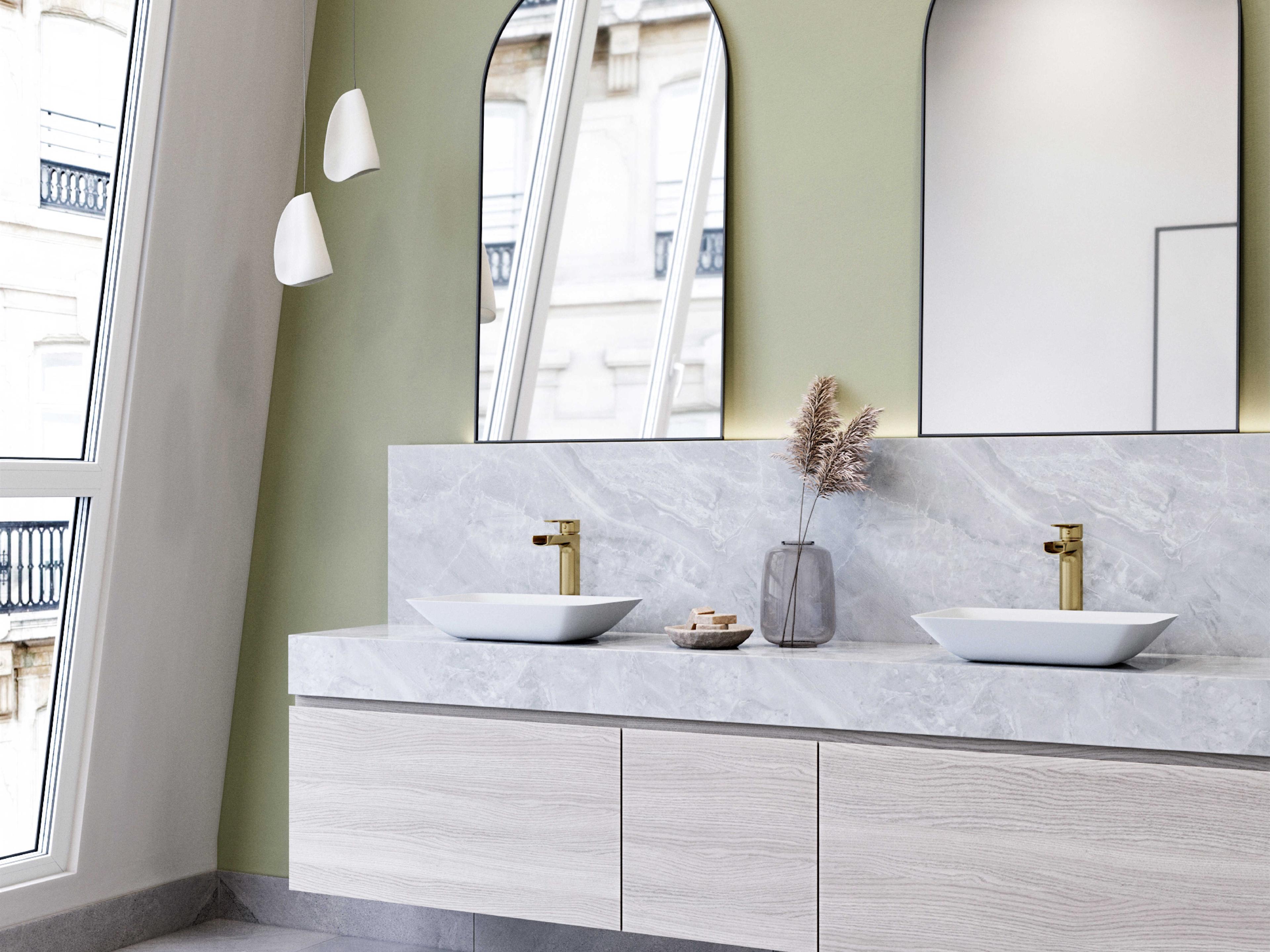 Vigo Matte Shell Sottile White Glass Rectangular Vessel Bathroom Sink