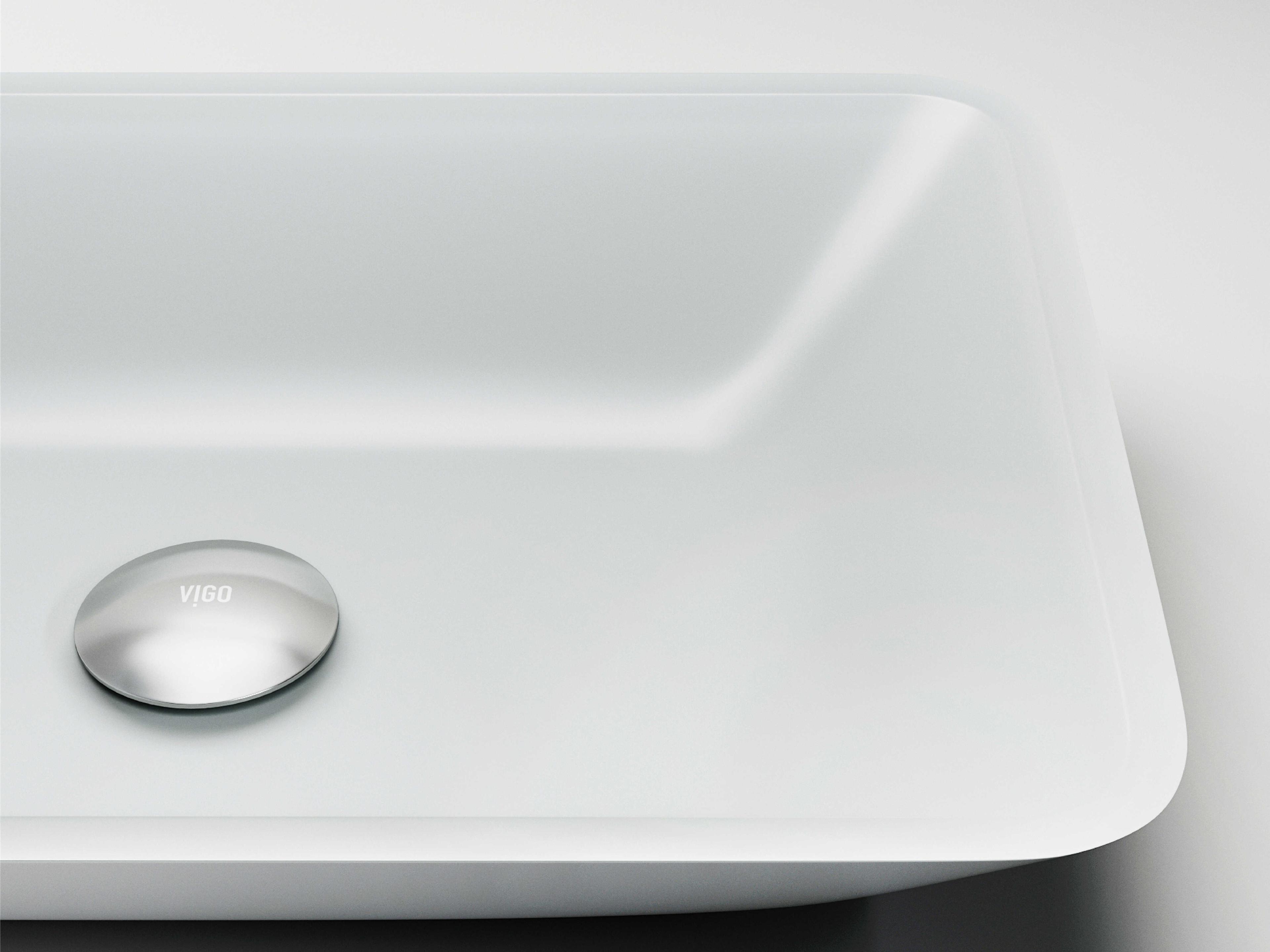 Vigo Matte Shell Sottile White Glass Rectangular Vessel Bathroom Sink
