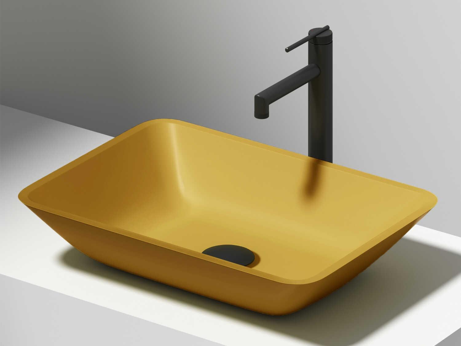 Vigo Matte Shell Sottile Citron Glass Rectangular Vessel Bathroom Sink