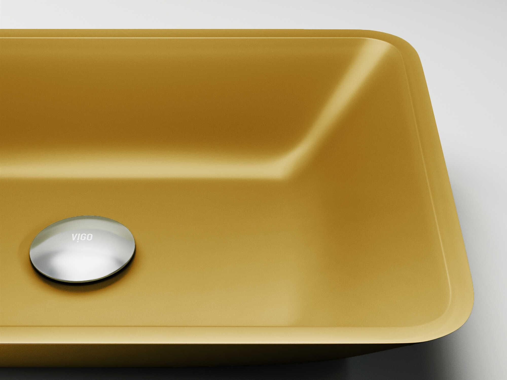 Vigo Matte Shell Sottile Citron Glass Rectangular Vessel Bathroom Sink