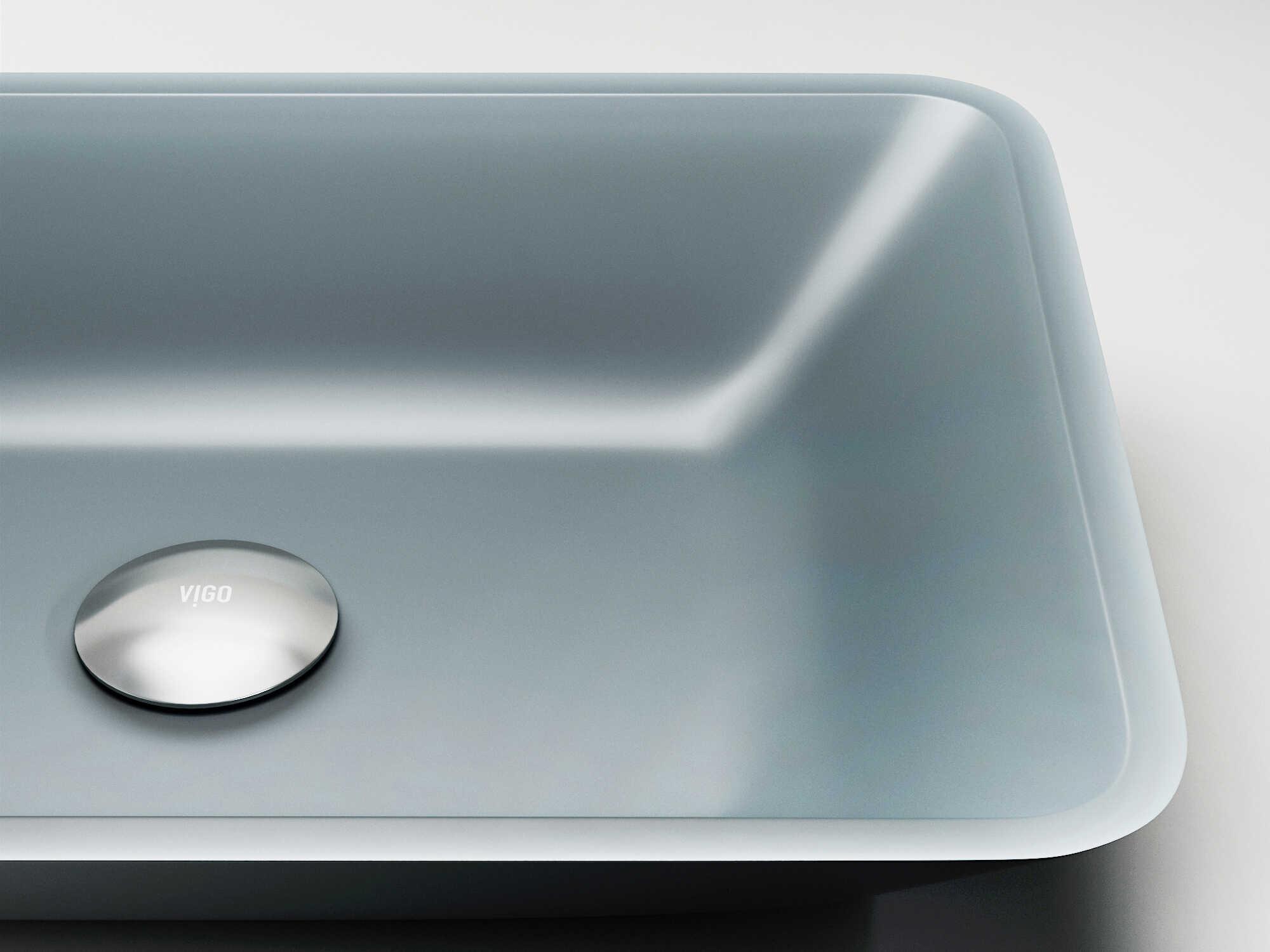 Vigo Matte Shell Sottile Metallic Glass Rectangular Vessel Bathroom Sink