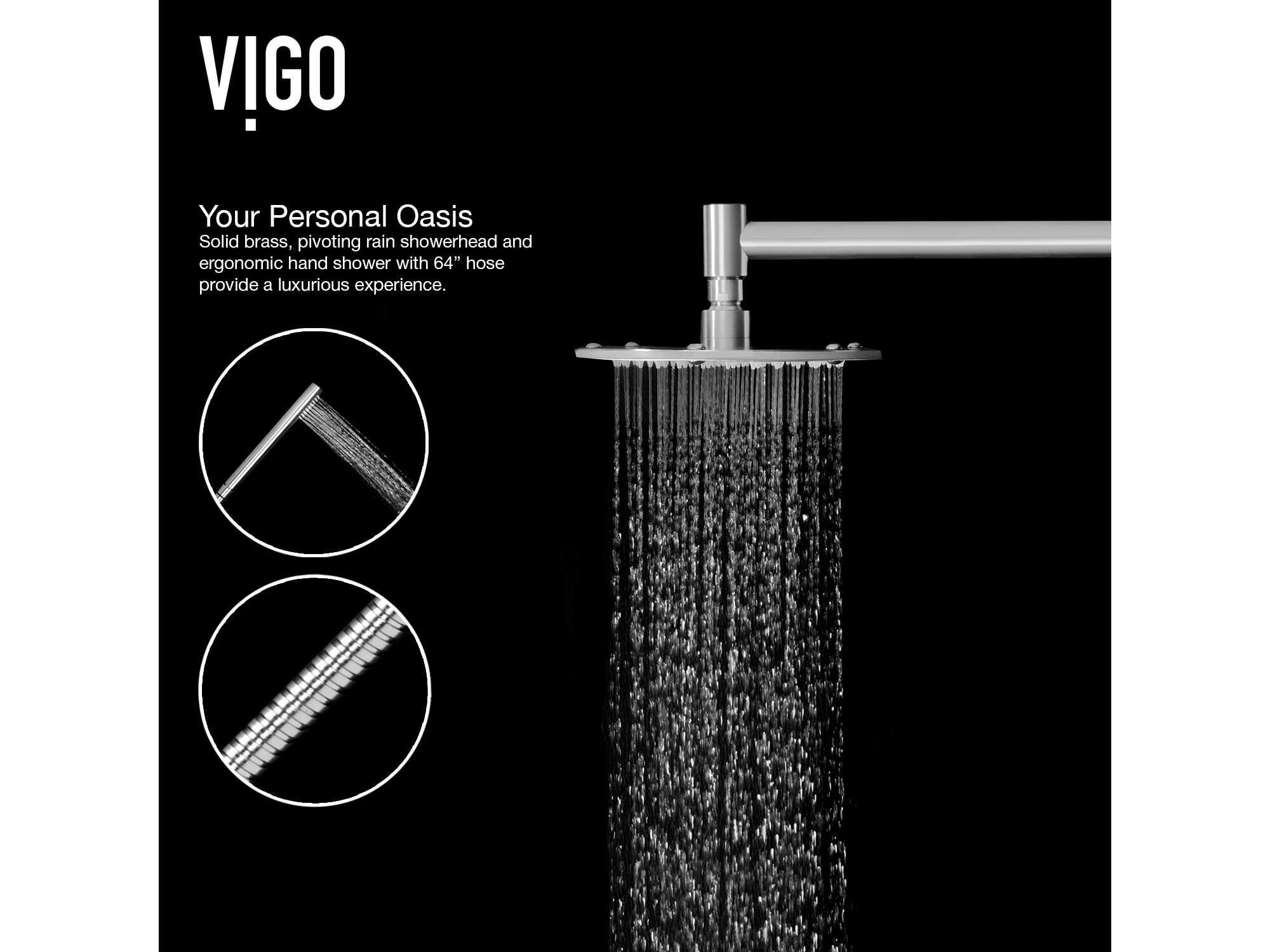 Vigo Dilana Stainless Steel 6-Jet Shower Panel System with Adjustable Round Head and Hand Shower Wand
