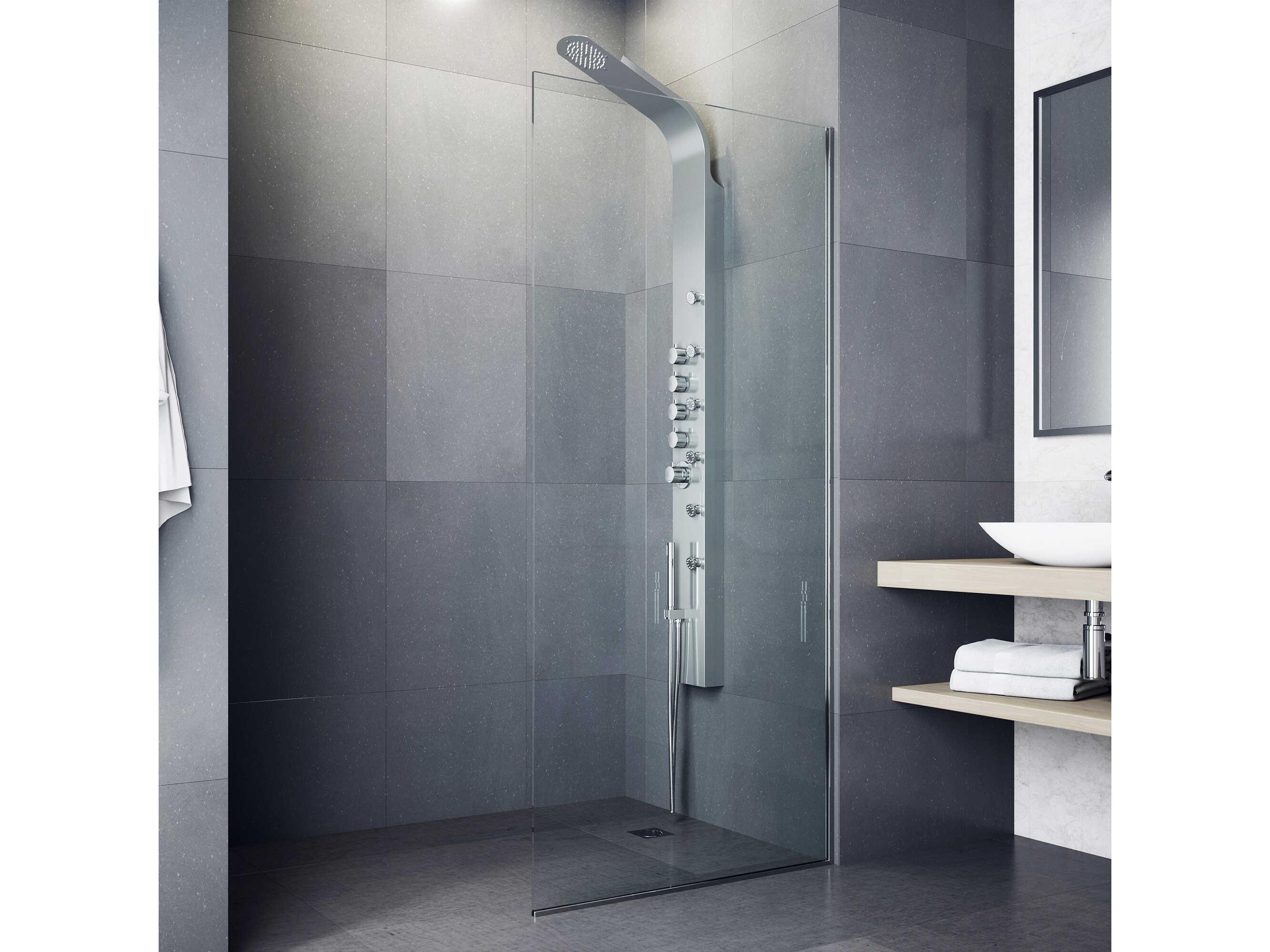 Vigo Brielle Stainless Steel 6-Jet Shower Panel System with Fixed Rainhead and Hand Shower Wand
