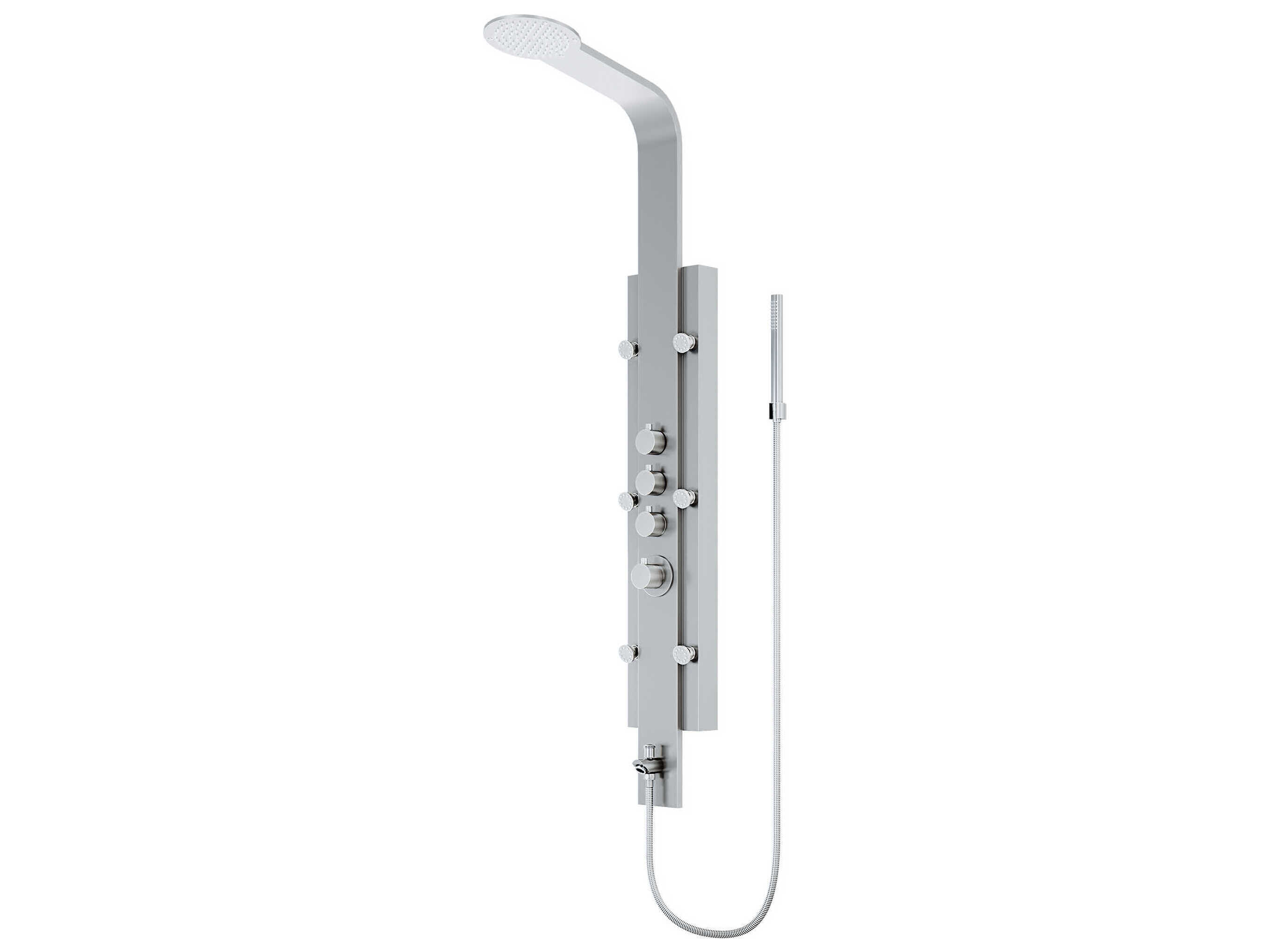 Vigo Mateo Stainless Steel 6-Jet Shower Panel System with Fixed Rainhead and Hand Shower Wand