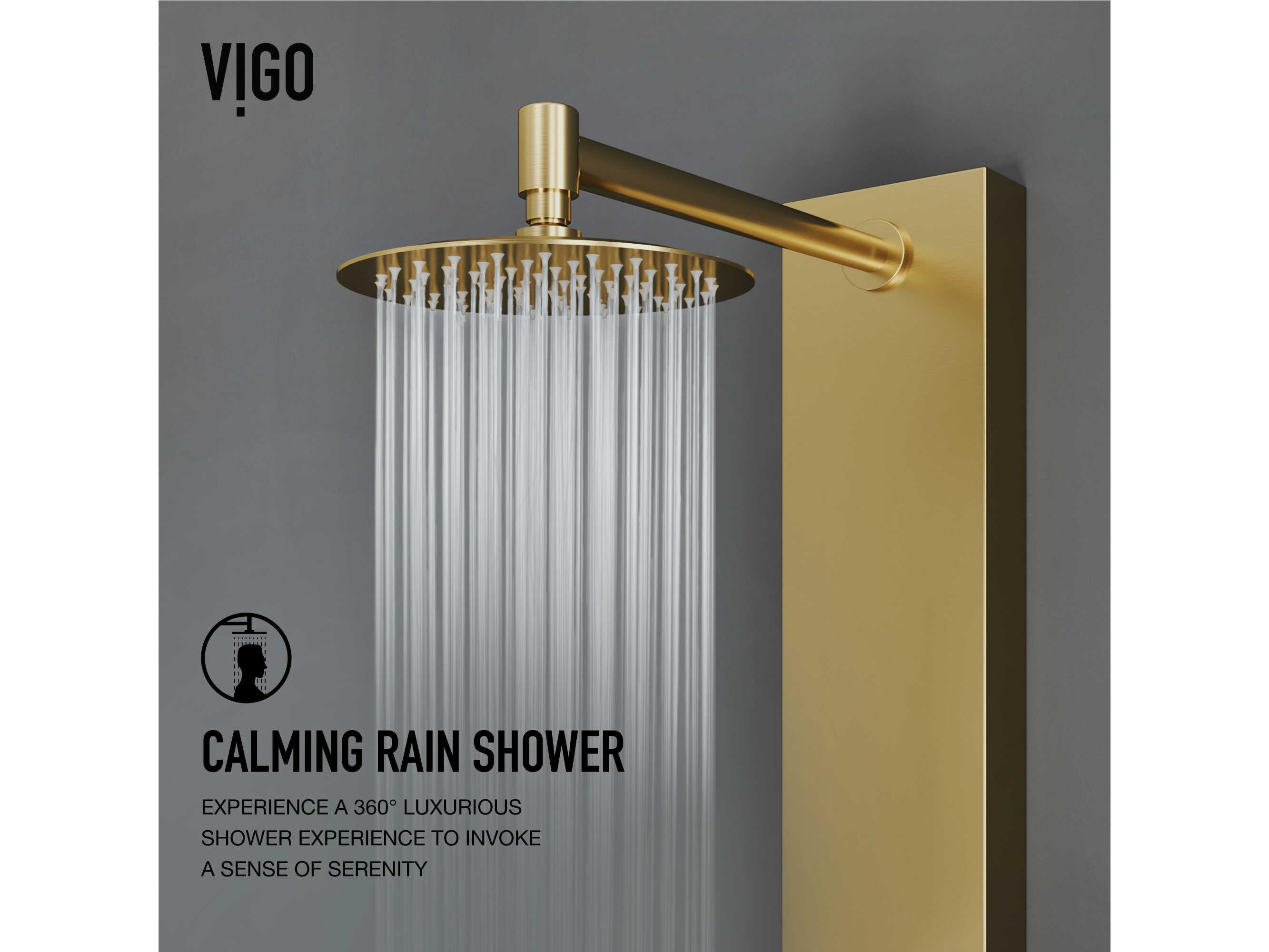 Vigo Ellington Matte Brushed Gold 4-Jet Shower Panel System with Round Head and Hand Shower Wand