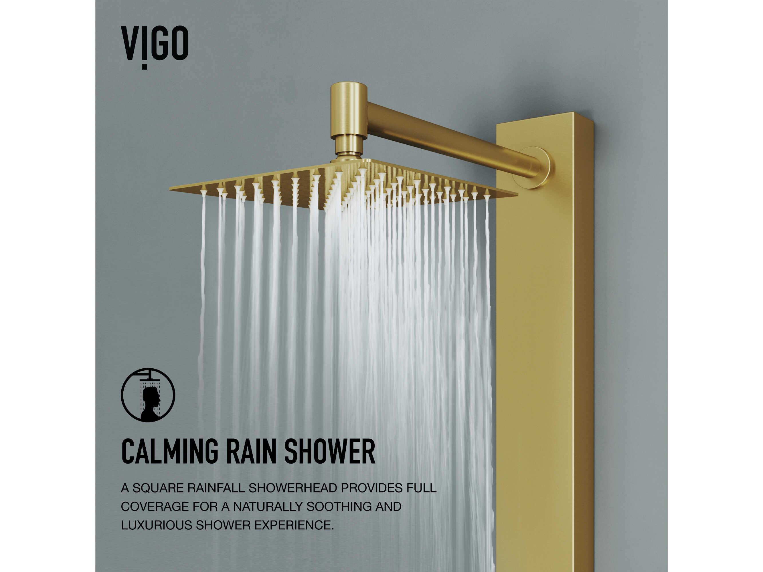 Vigo Orchid Matte Brushed Gold 2-Jet Shower Panel System with Square Head and Hand Shower Wand