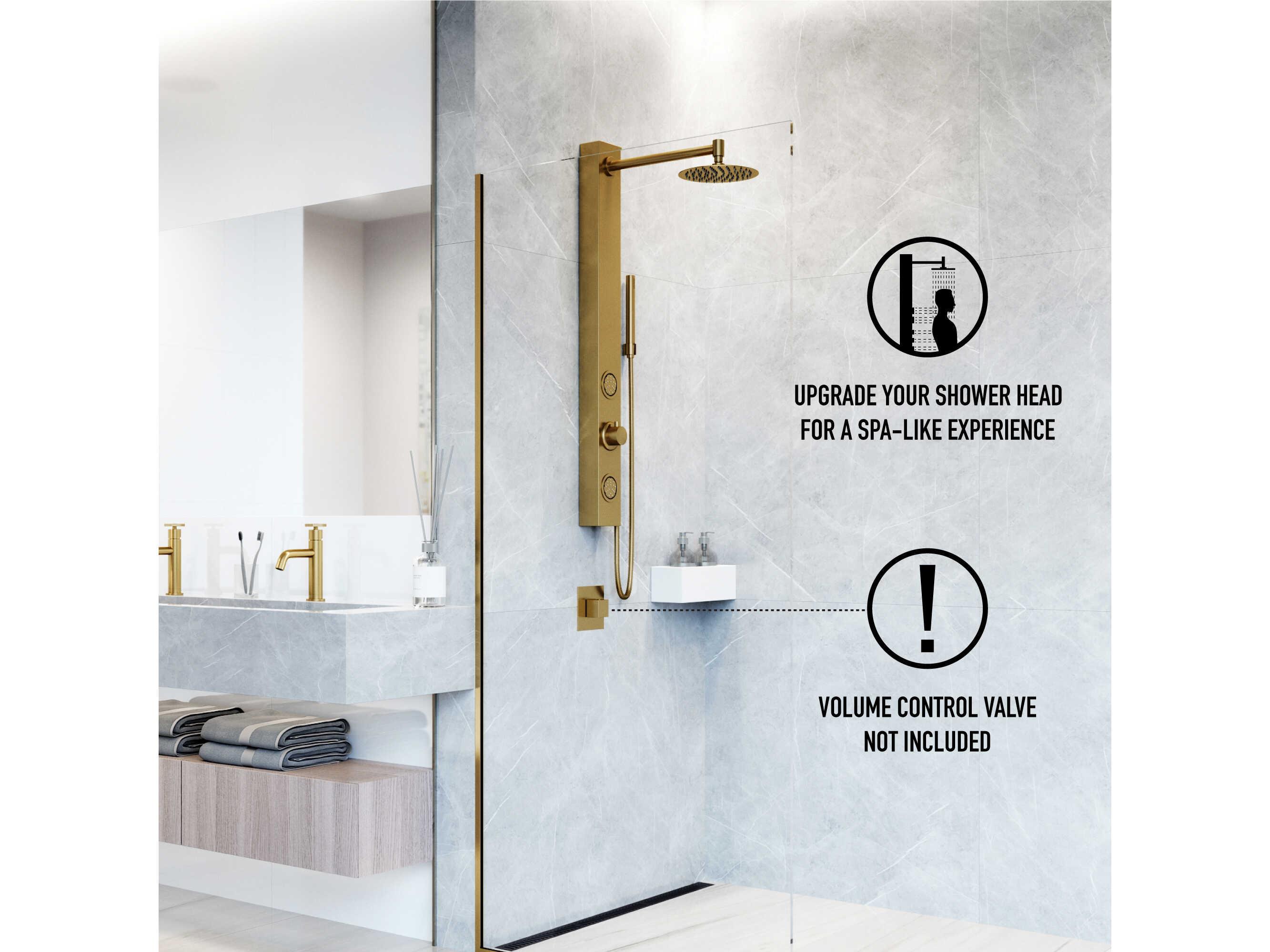 Vigo Gardenia Matte Brushed Gold 2-Jet Shower Panel System with Round Head and Hand Shower Wand