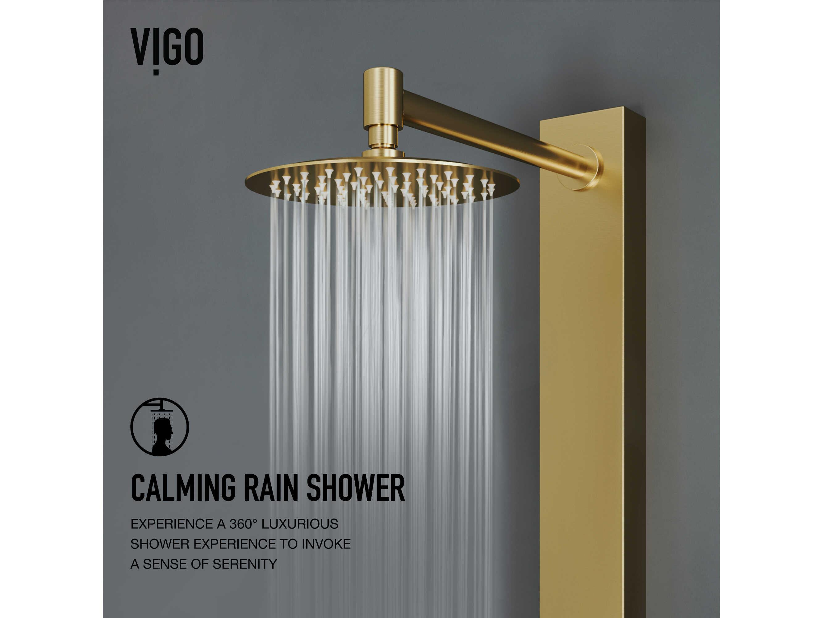Vigo Gardenia Matte Brushed Gold 2-Jet Shower Panel System with Round Head and Hand Shower Wand