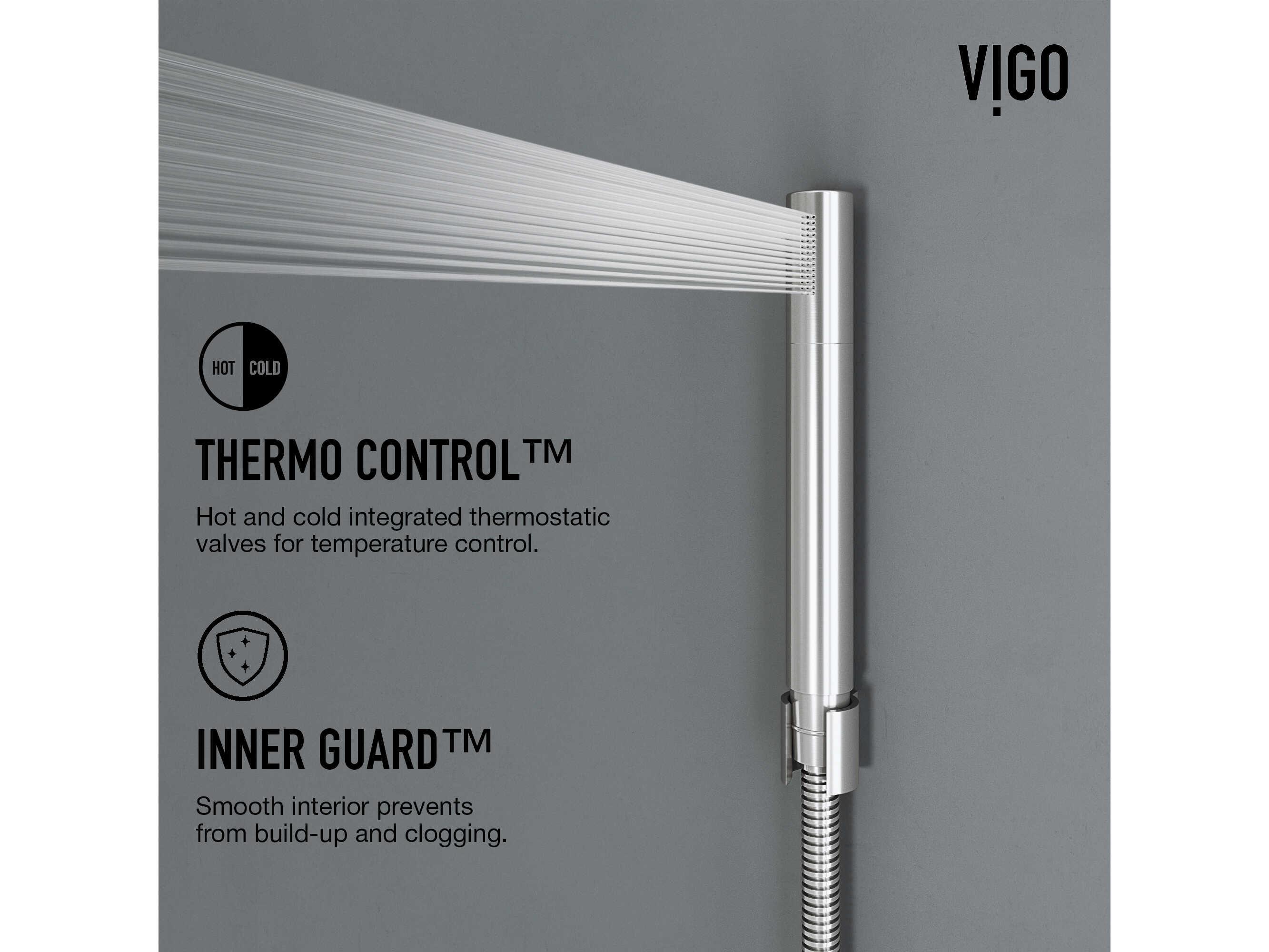 Vigo Sutton 4-Jet Shower Panel System with Adjustable Round Head and Hand Shower Wand