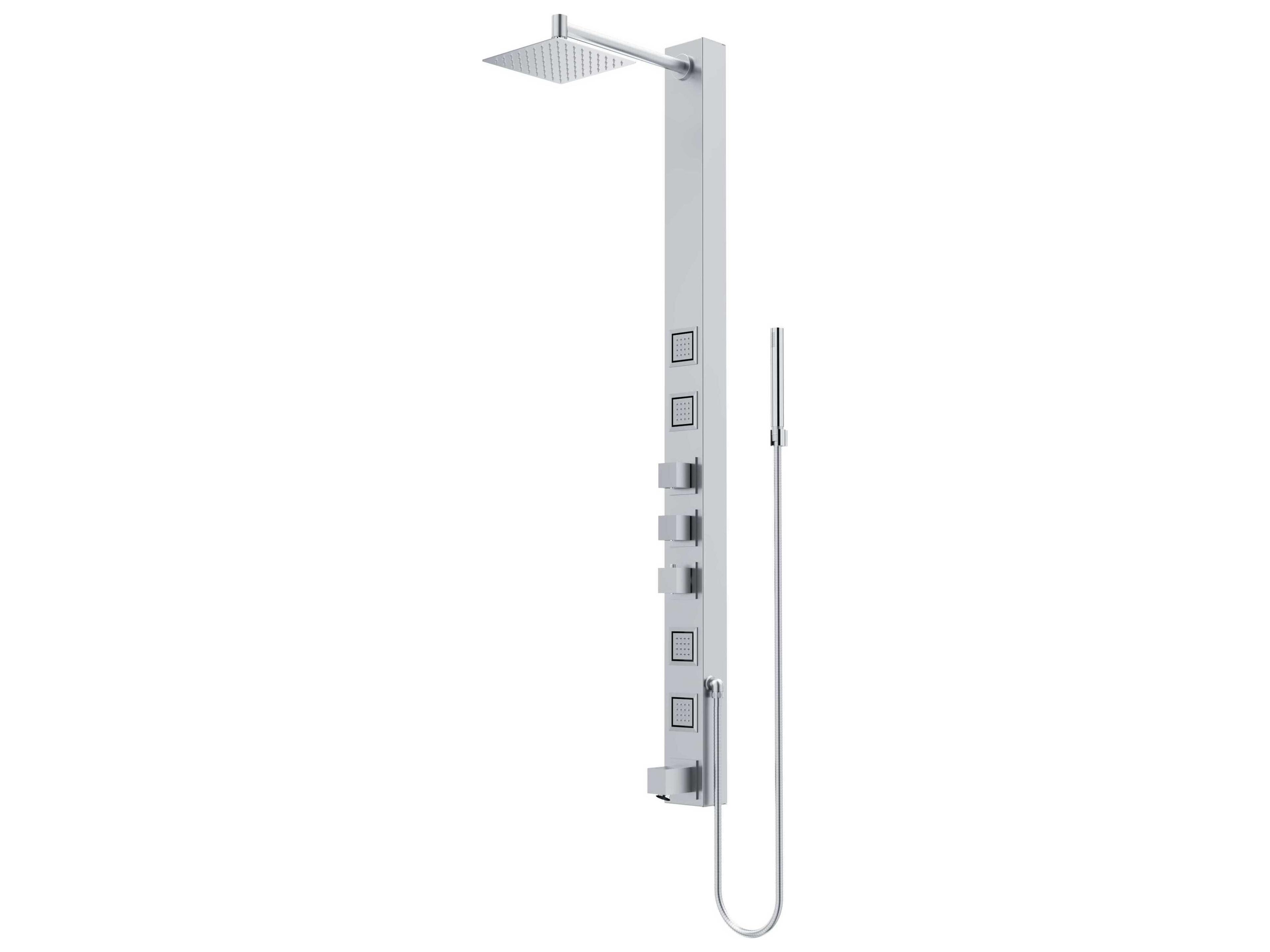 Vigo Bowery 4-Jet Shower Panel System with Square Shower Head, Tub Filler and Hand Shower