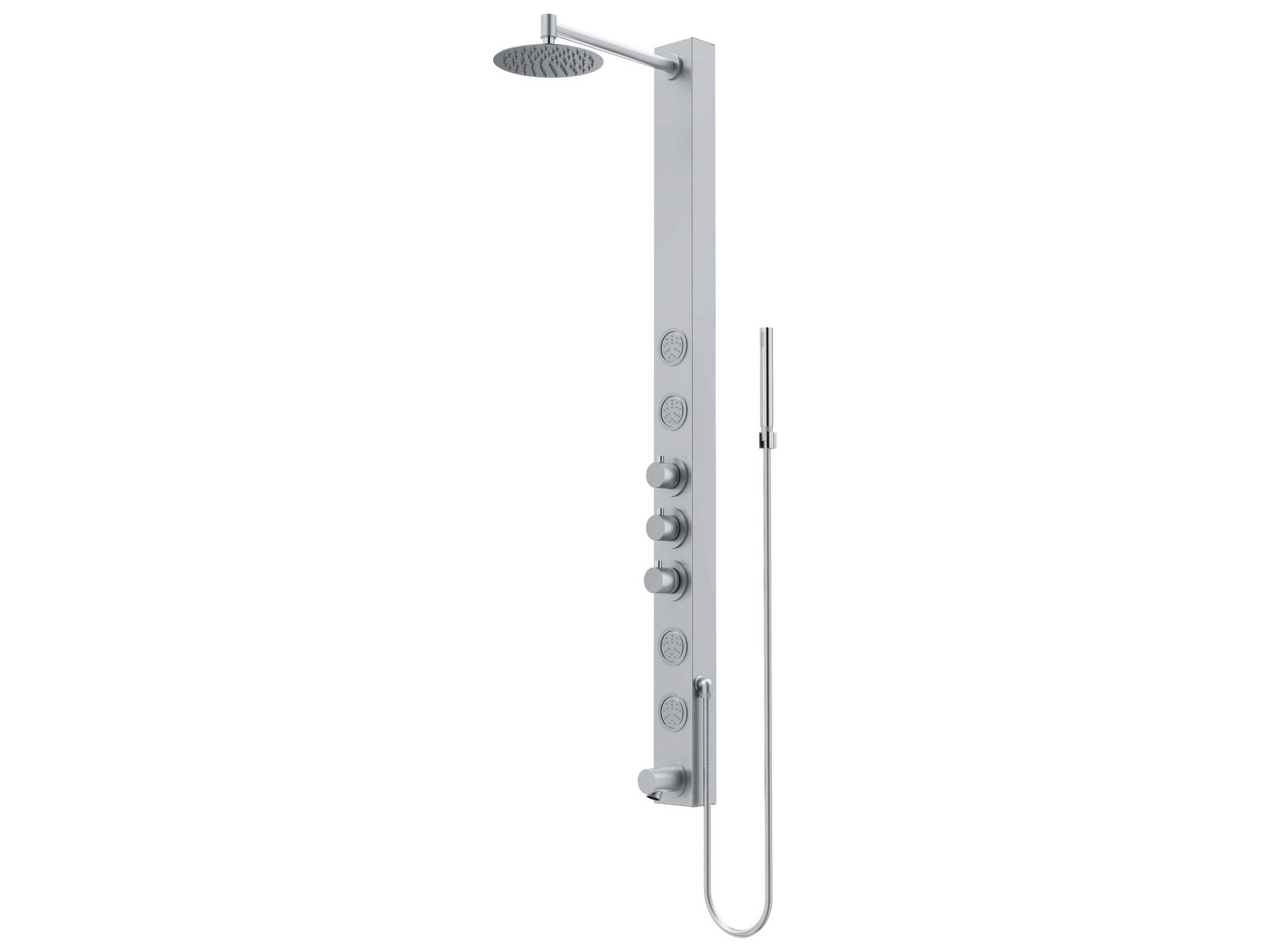 Vigo Bowery 4-Jet Shower Panel System with Round Shower Head, Tub Filler and Hand Shower