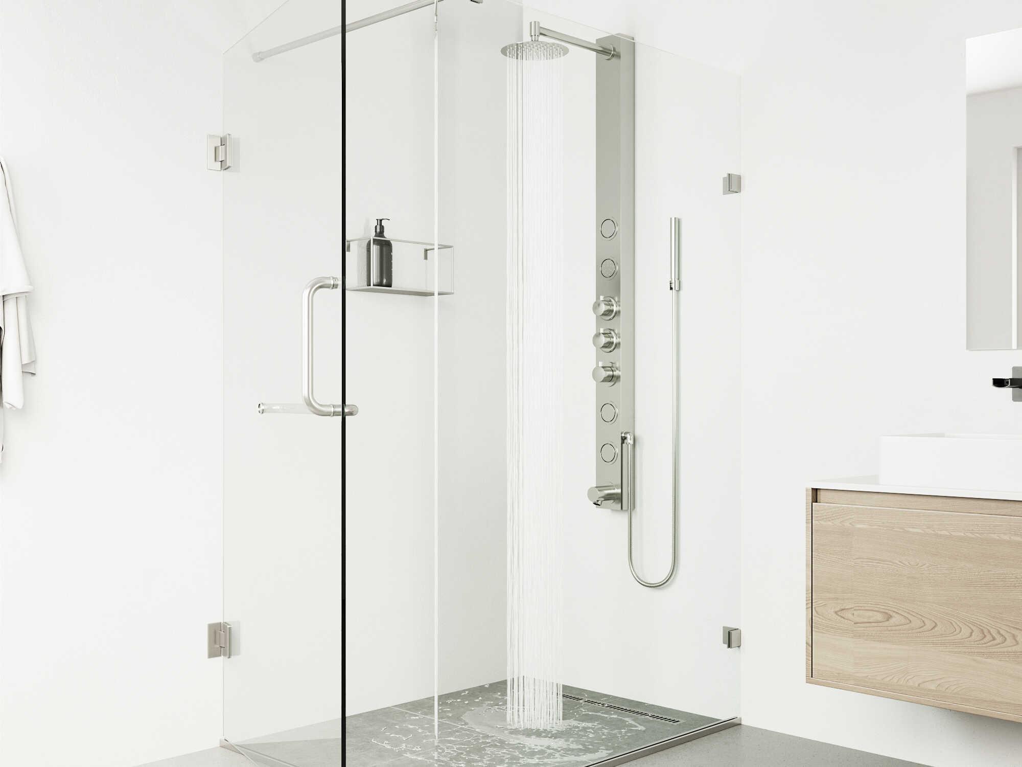 Vigo Bowery 4-Jet Shower Panel System with Round Shower Head, Tub Filler and Hand Shower