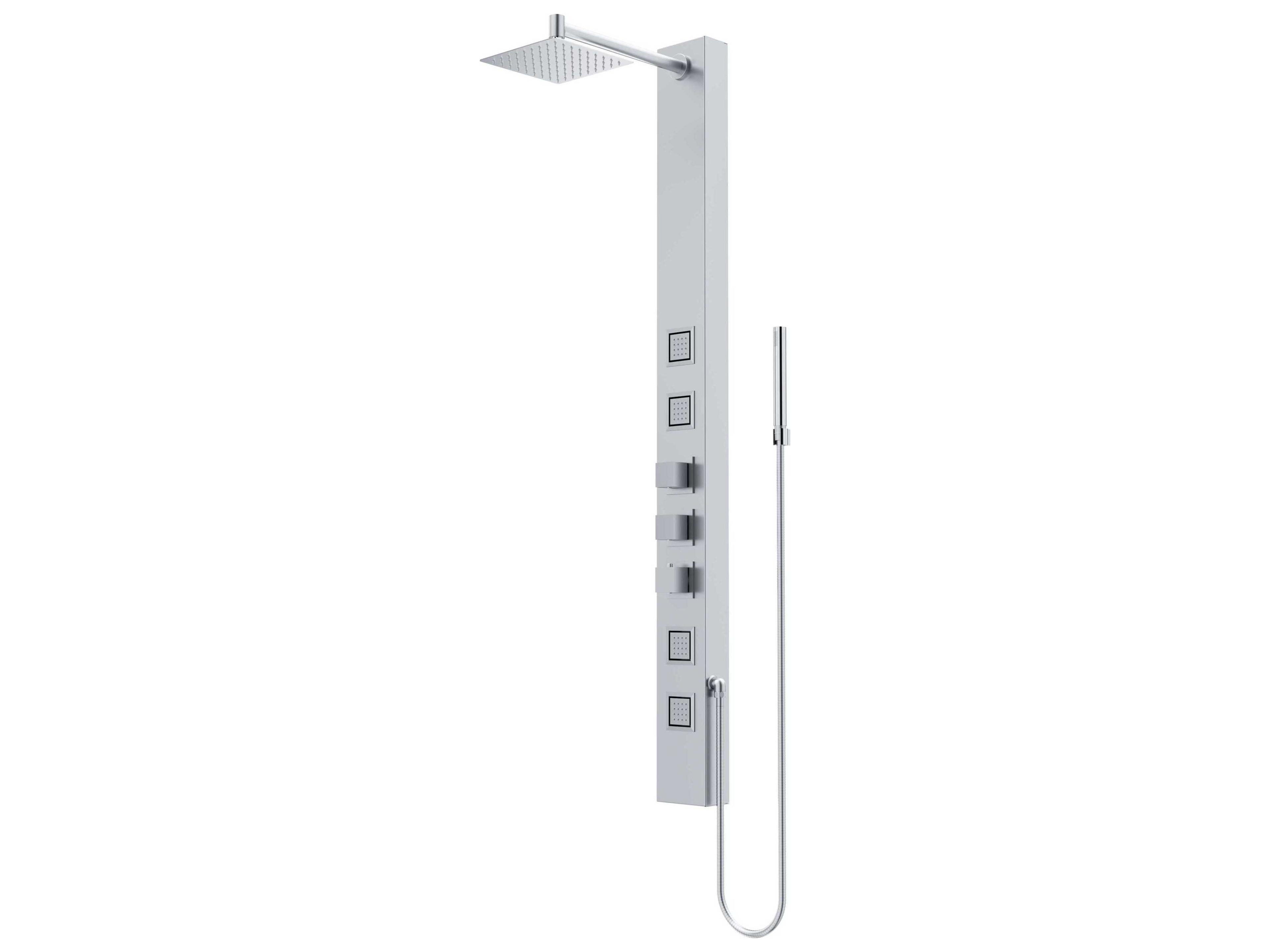 Vigo Sutton 4-Jet Shower Panel System with Adjustable Square Head and Hand Shower Wand