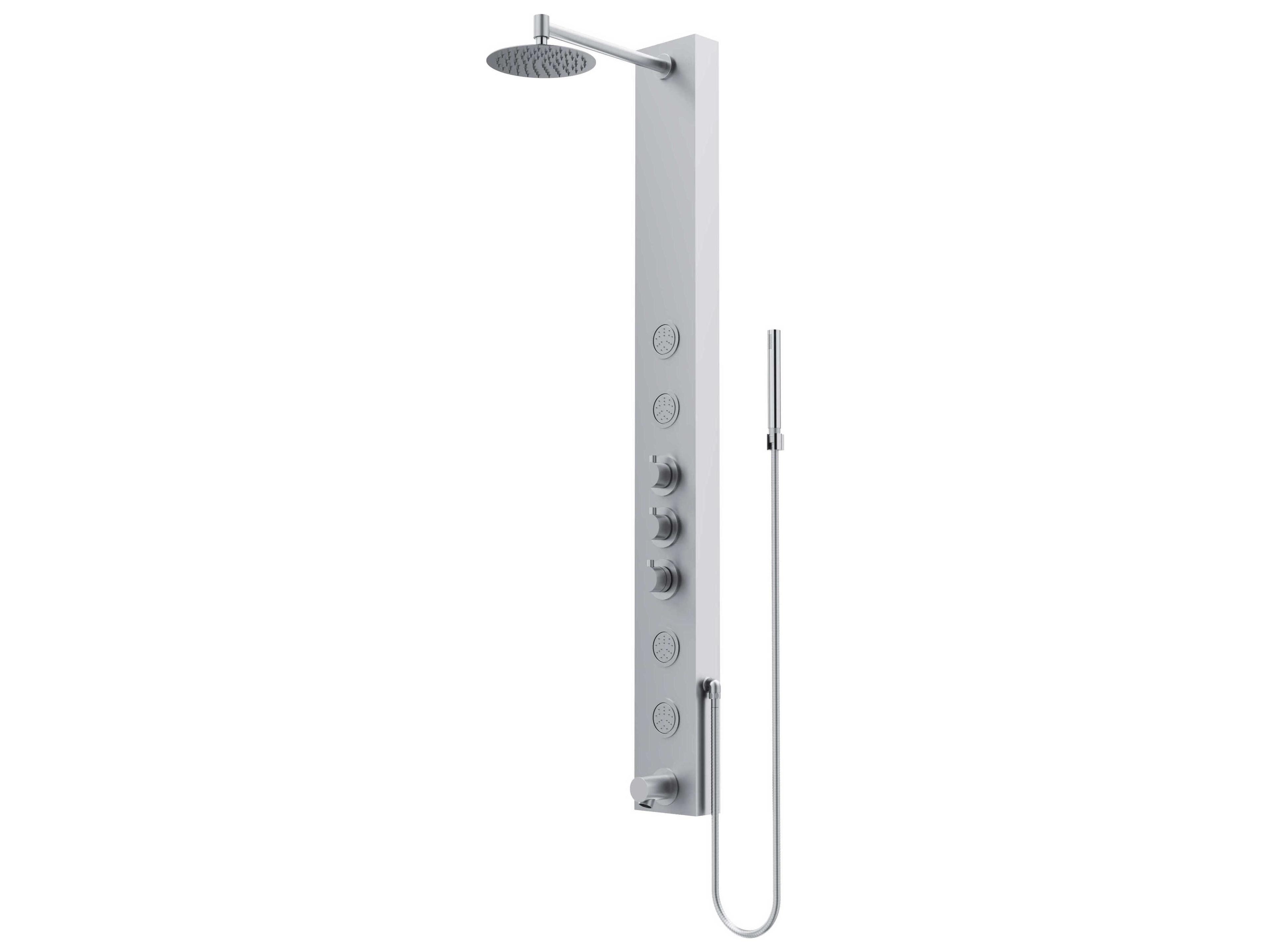 Vigo Bowery 4-Jet Shower Panel System with Round Head, Tub Filler and Hand Shower Wand