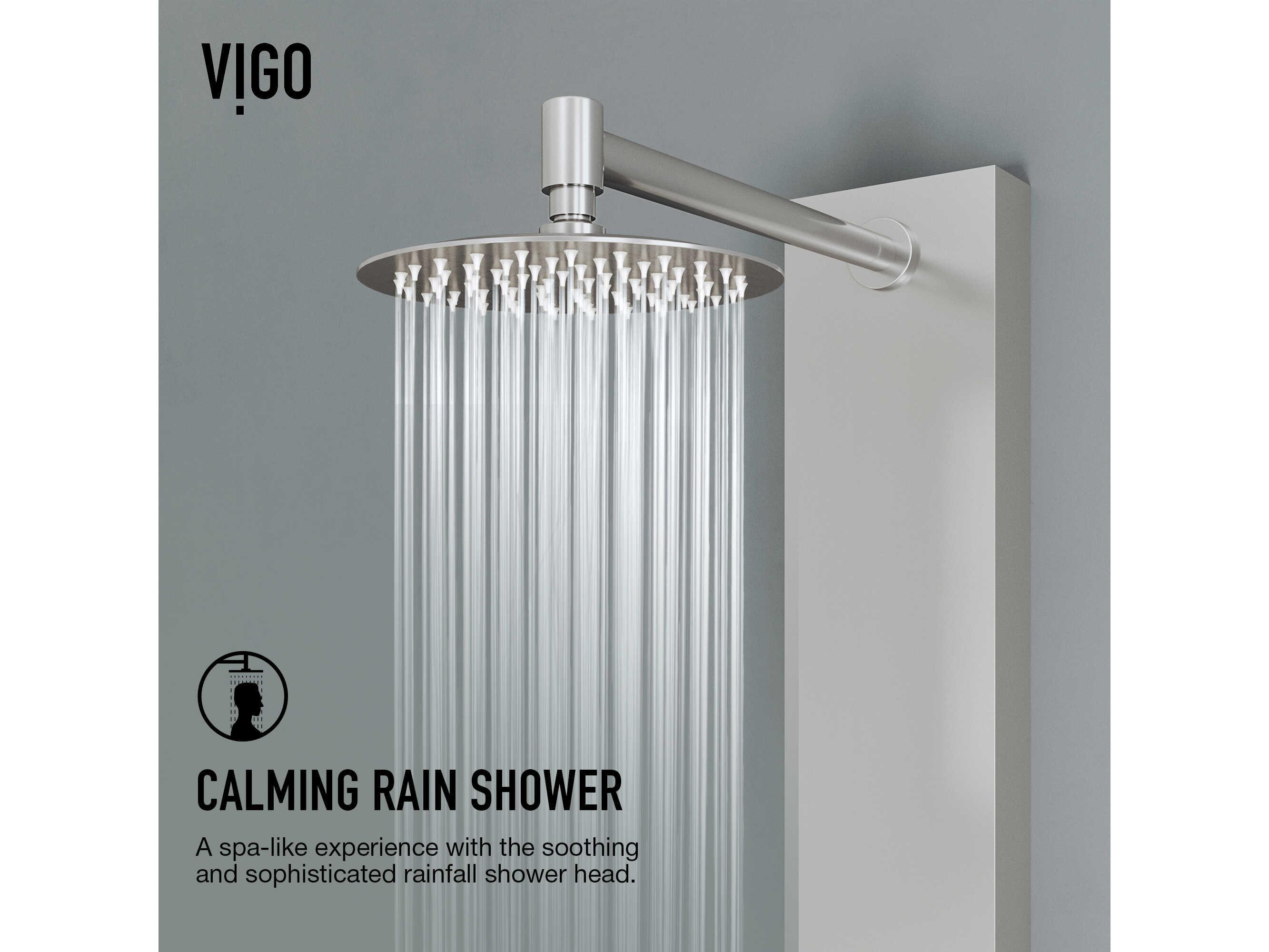 Vigo Bowery 4-Jet Shower Panel System with Round Head, Tub Filler and Hand Shower Wand