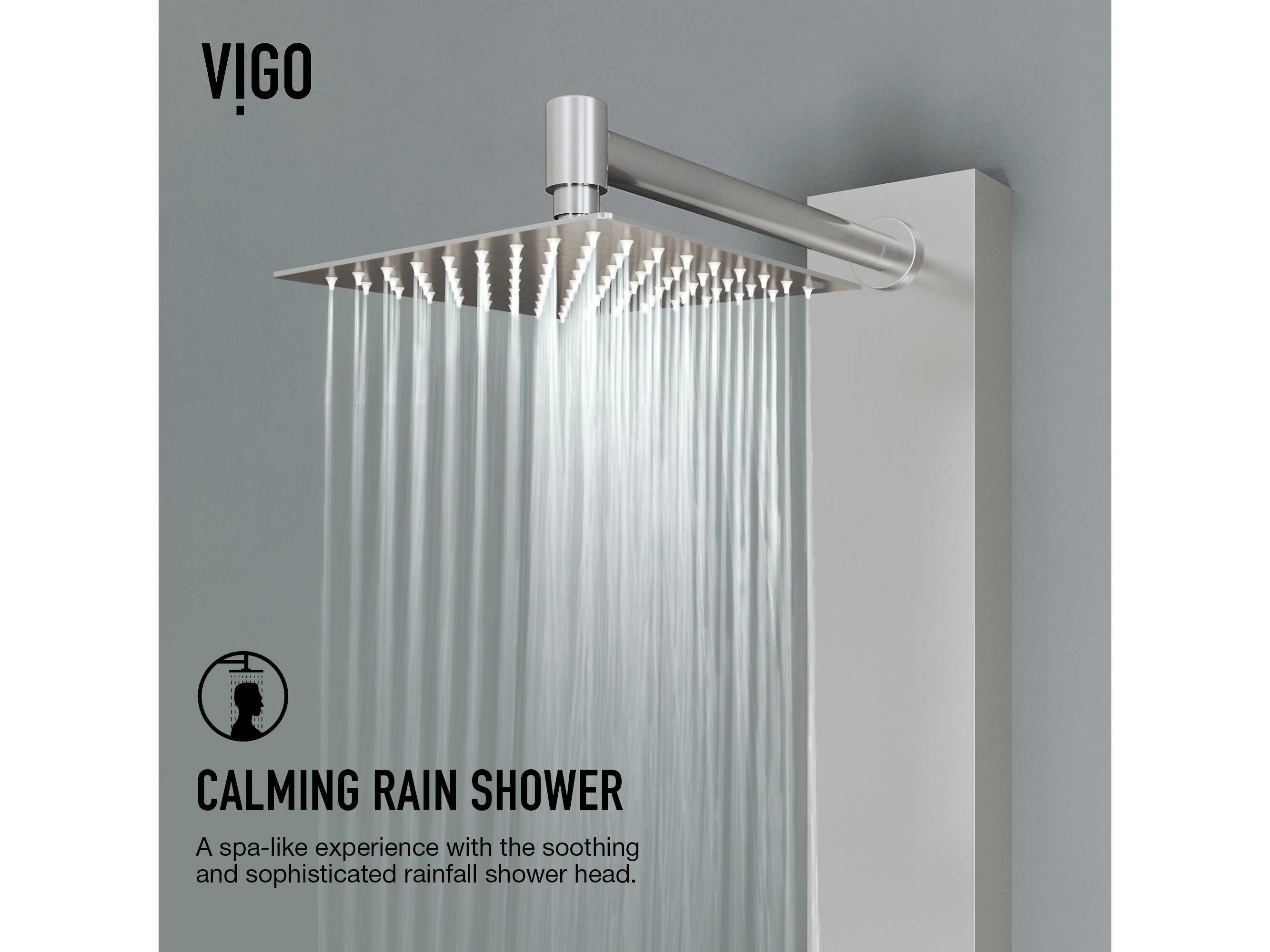 Vigo Bowery 4-Jet Shower Panel System with Square Rainhead, Tub Filler and Hand Shower Wand