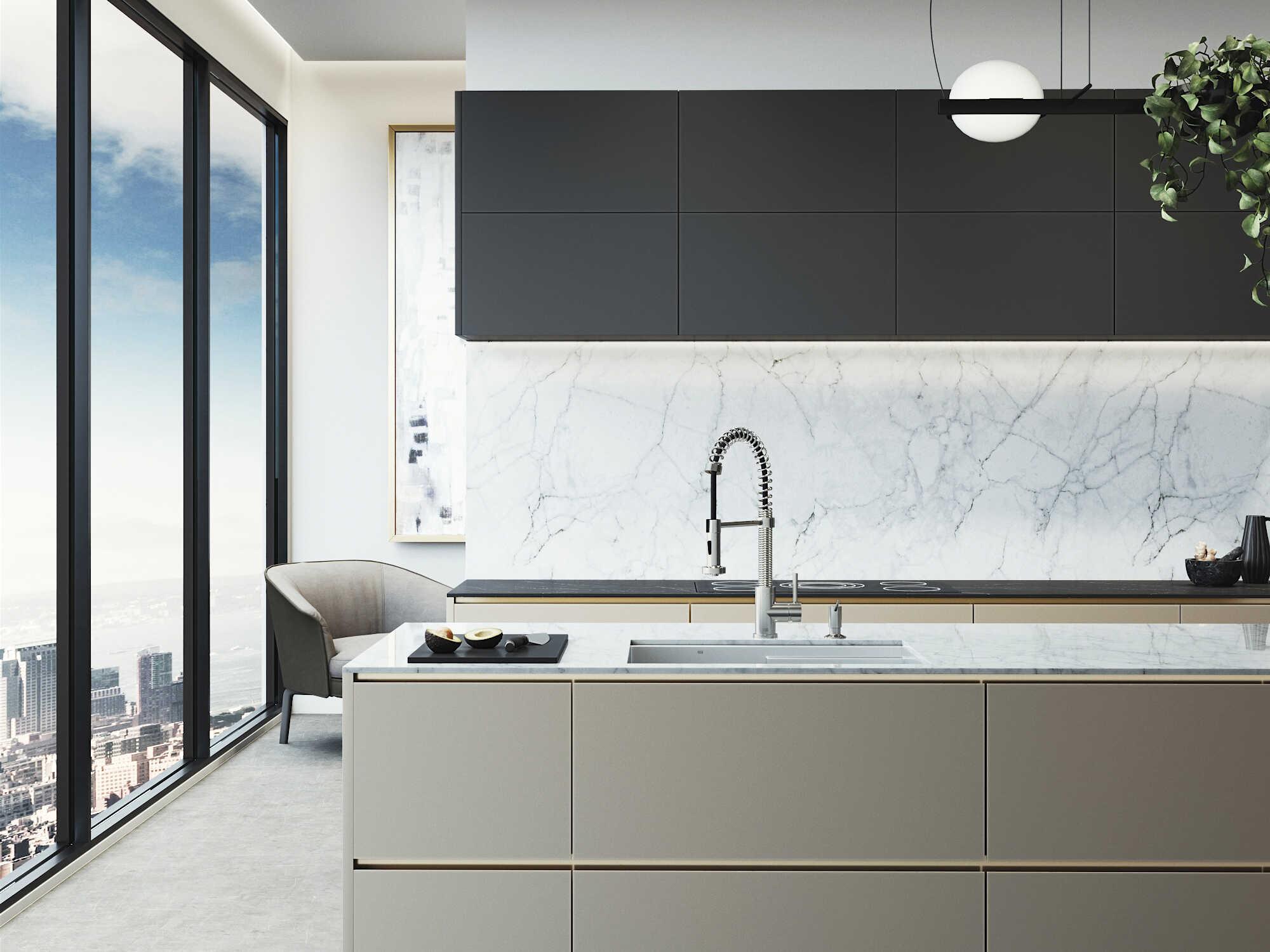 Vigo Hampton Stainless Steel Single Bowl Undermount Utility Tier Workstation Kitchen Sink with Faucet and Accessories