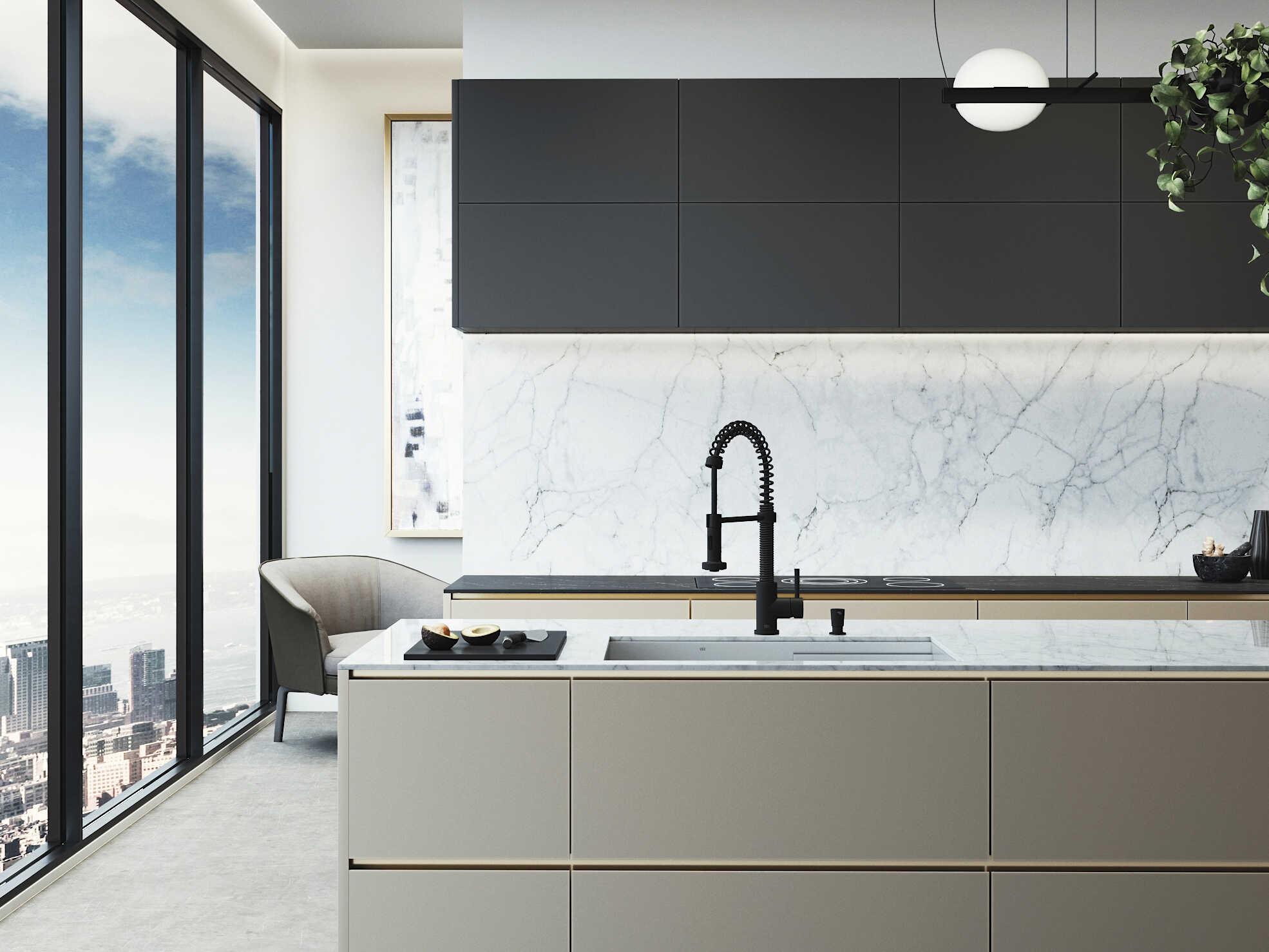 Vigo Hampton Stainless Steel Single Bowl Undermount Workstation Kitchen Sink with Matte Black Faucet and Accessories