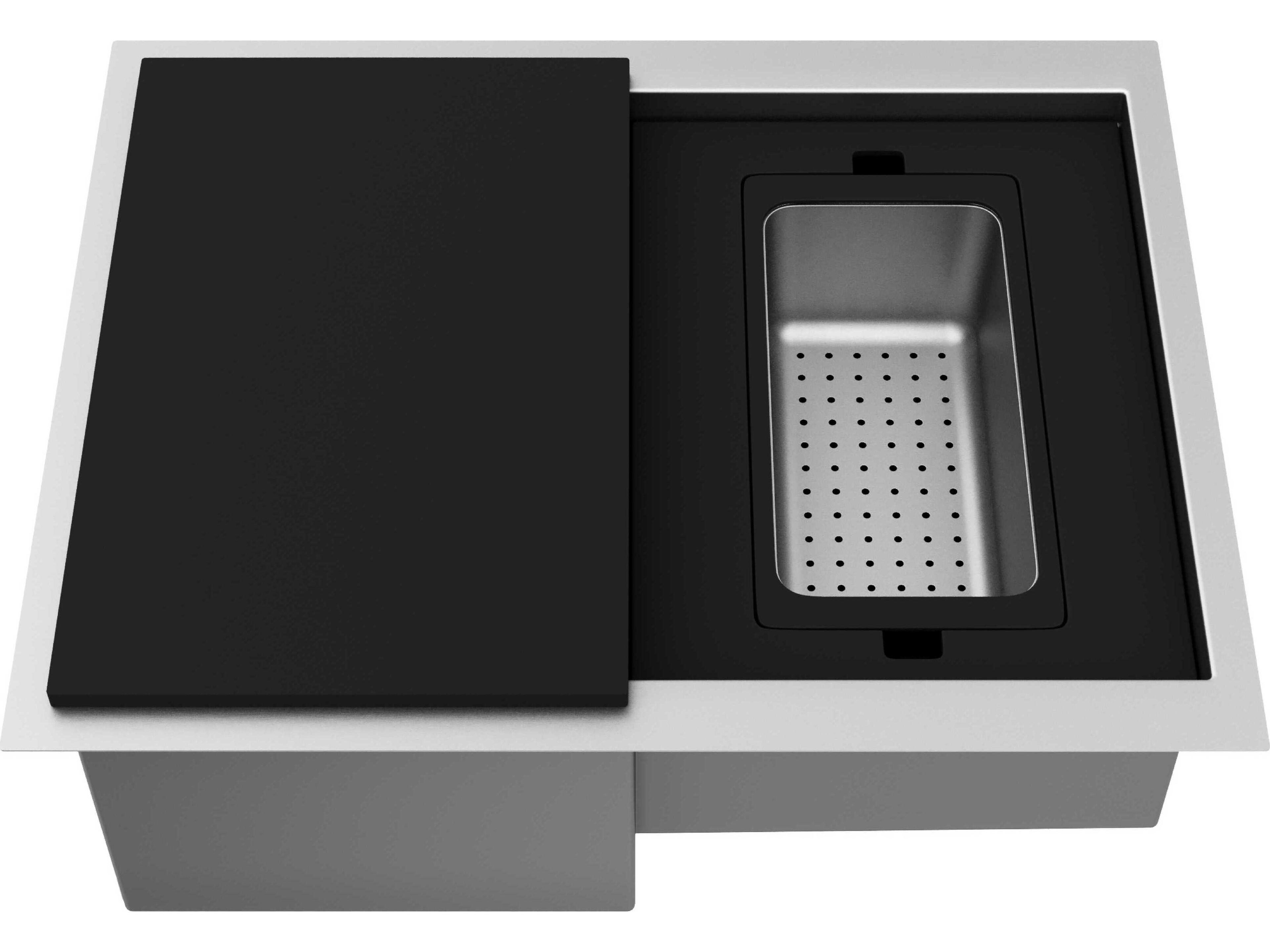 Vigo Hampton Stainless Steel Undermount Workstation Kitchen Sink with Utility Tier Ledge and Accessories