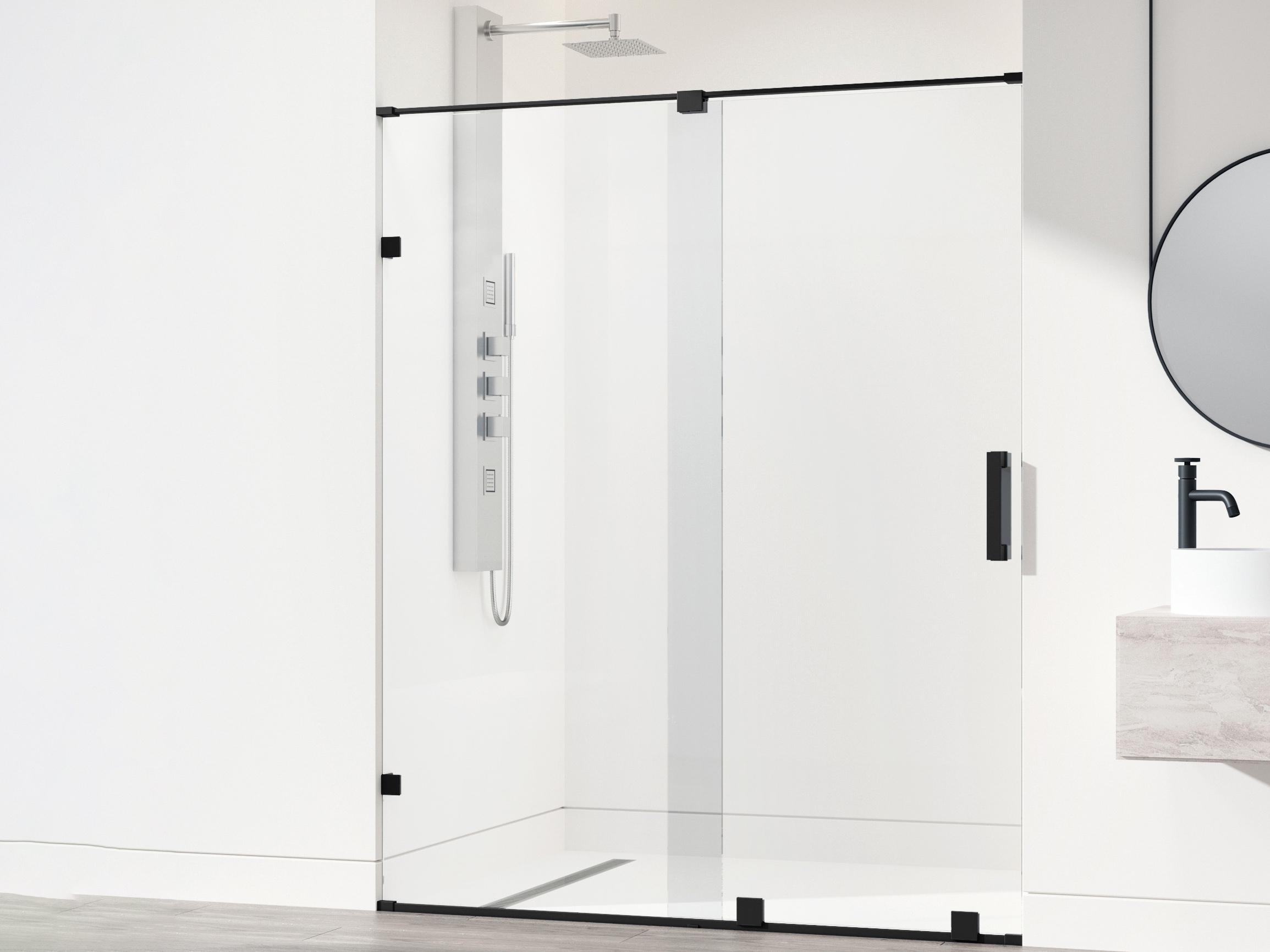 Vigo Ryland Clear Glass Matte Black Sliding Shower Door