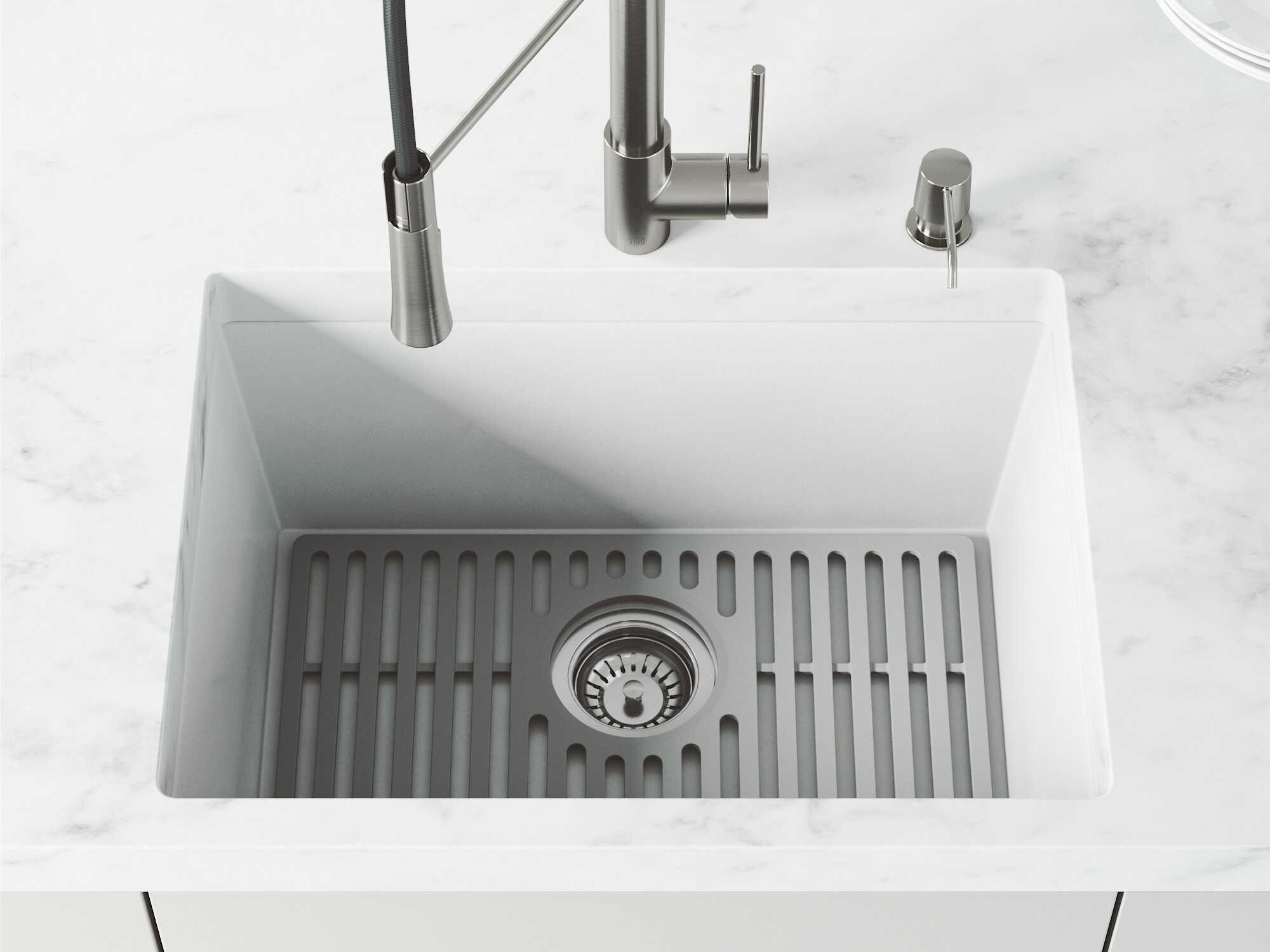 Vigo Gray Silicone Kitchen Sink Protective Bottom Grid For Single Basin Sink