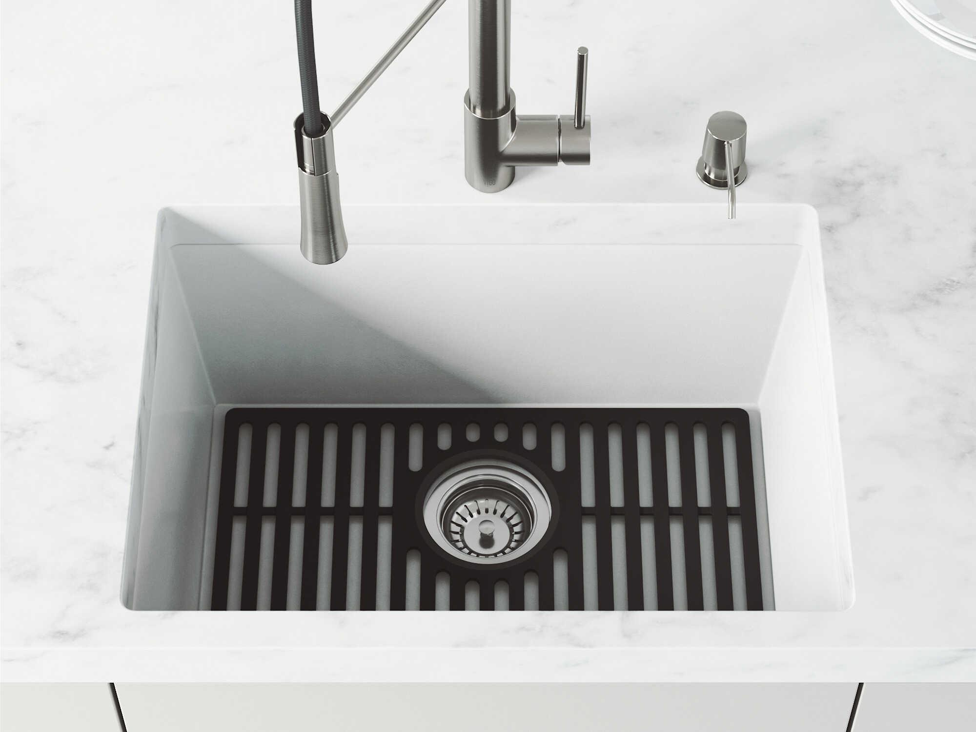 Vigo Matte Black Silicone Kitchen Sink Protective Bottom Grid For Single Basin Sink
