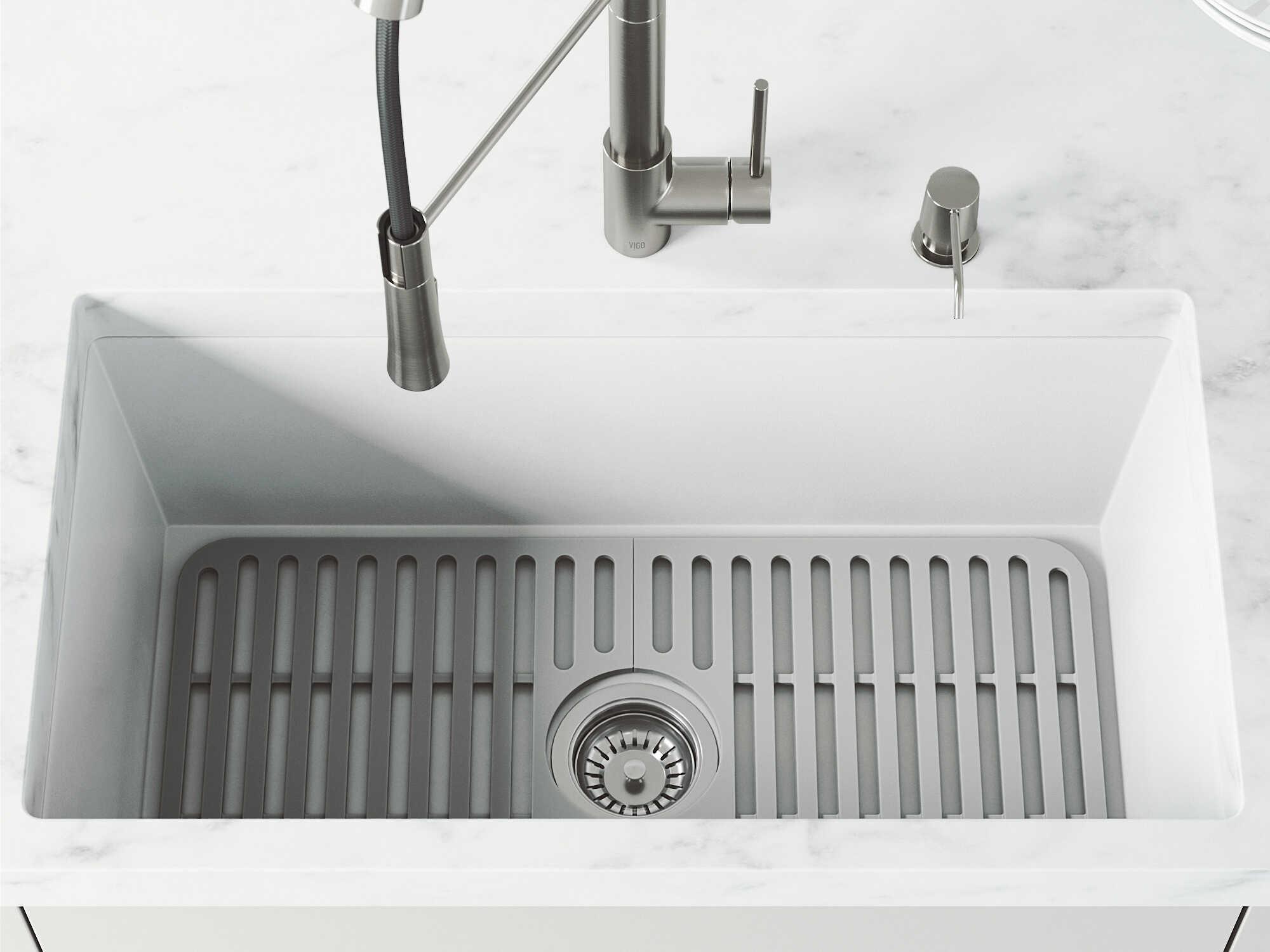Vigo Gray Silicone Protective Bottom Grid For Single Basin Sink