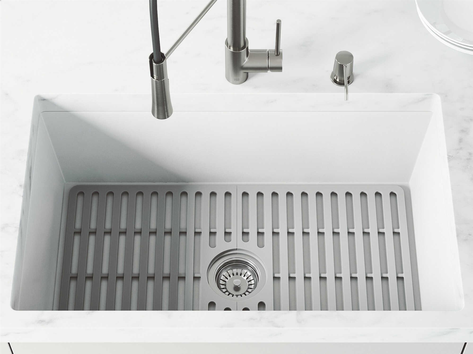 Vigo Gray Silicone Protective Bottom Grid For Single Basin Sink
