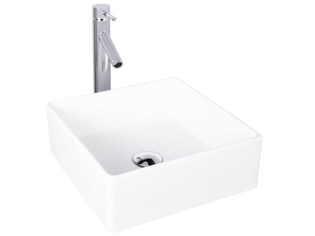 Vigo Dianthus Square Vessel Bathroom Sink with Dior Faucet and Pop-Up Drain